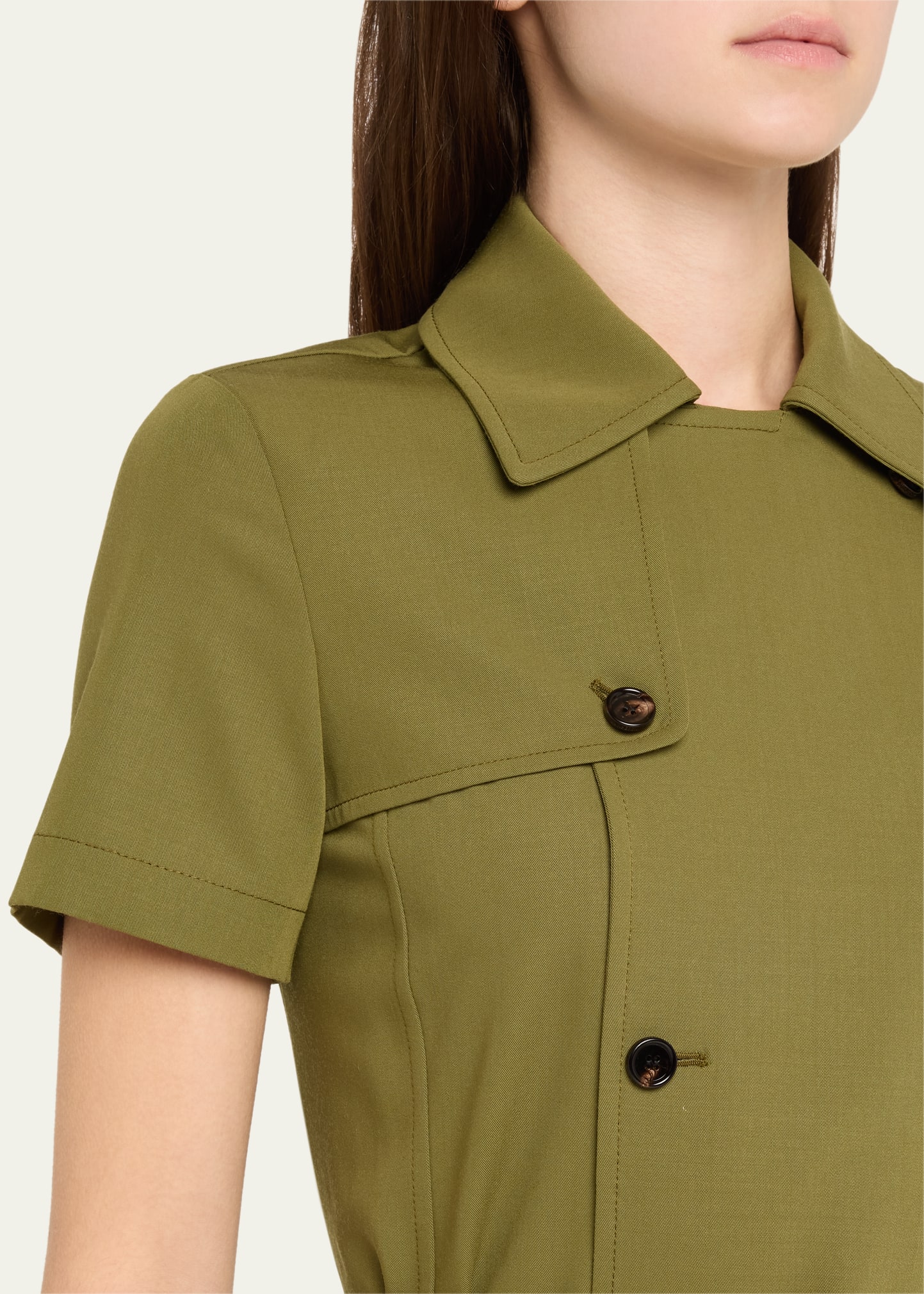 short sleeve trench dress SNDYS Victoria Mini Trench Dress in Khaki