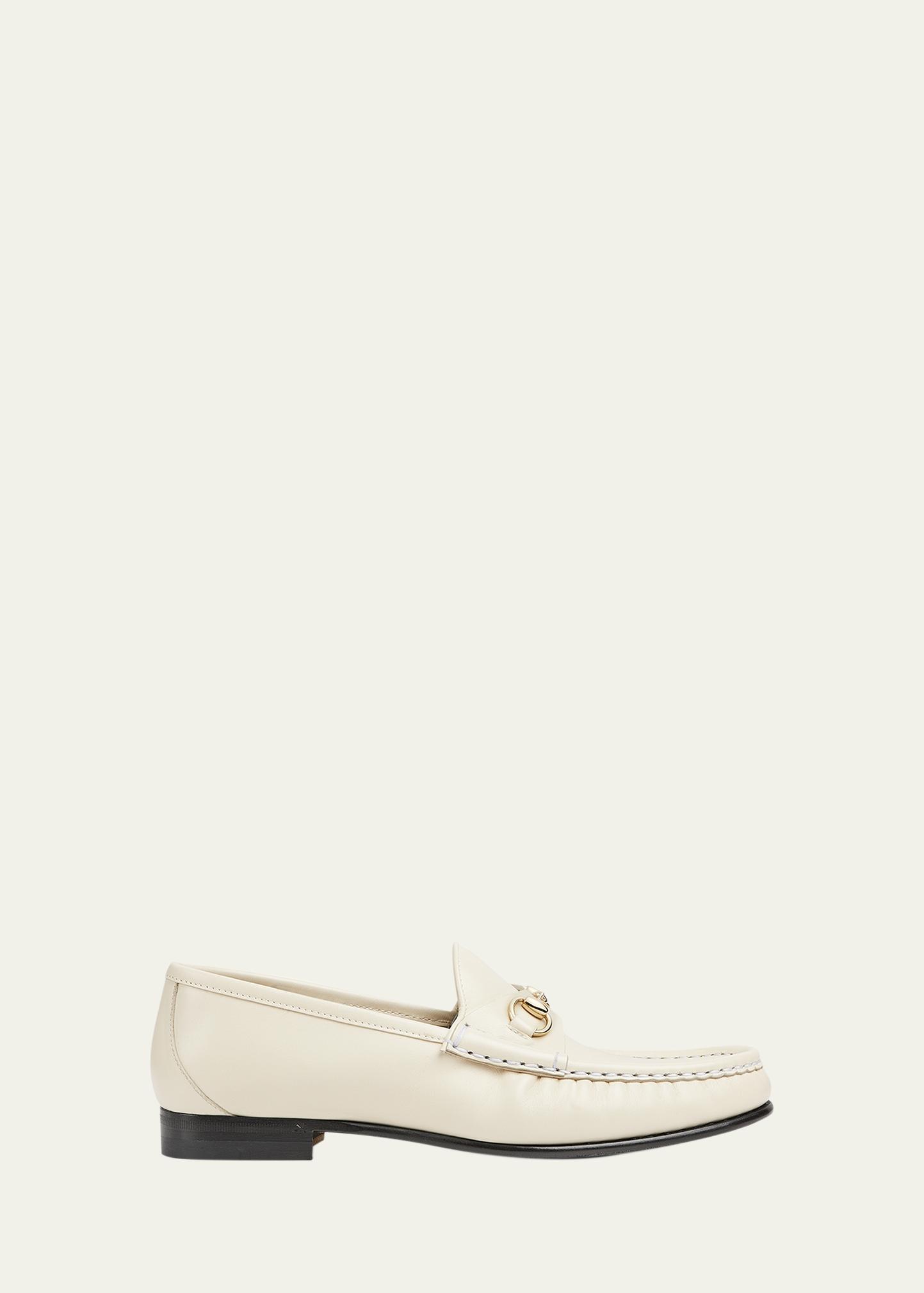 Gucci White Webstripe Horsebit Leather Loafers, size 9.5 Jordaan leather flats Gucci White size 41.5 EU in Leather  main image 2