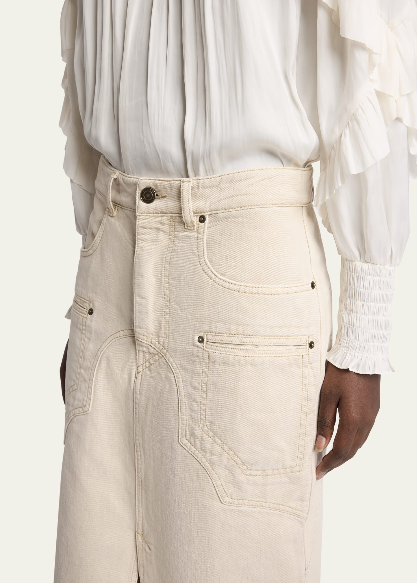 Isabel Marant Britt Western Denim Slit Midi Skirt - Bergdorf