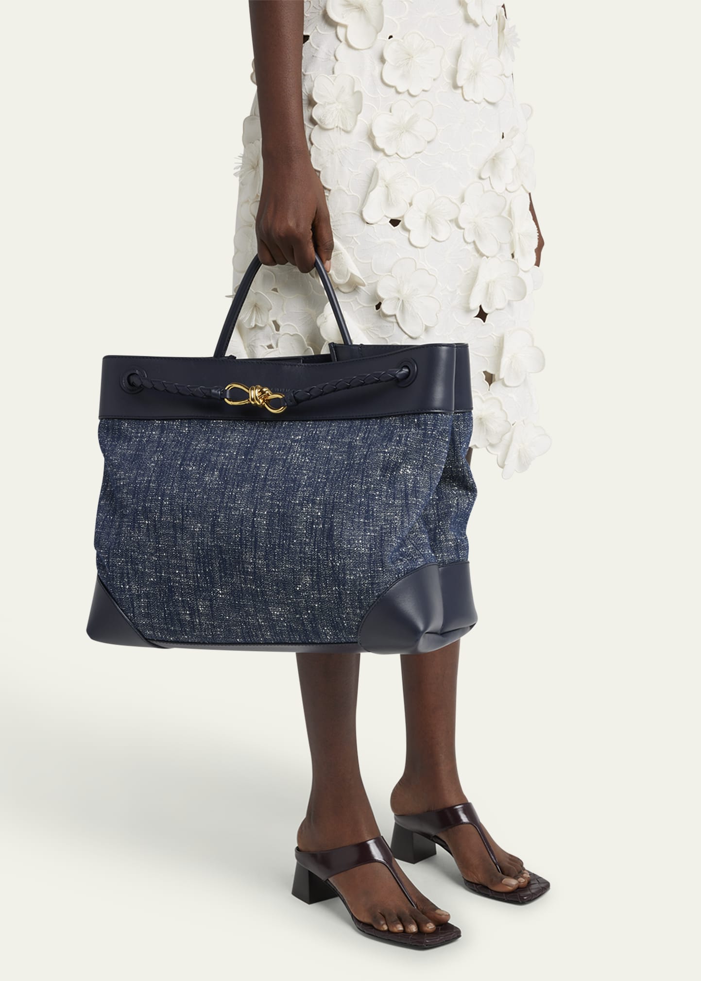 Bottega Veneta Large Andiamo Denim Boucle Crossbody Bag - Bergdorf