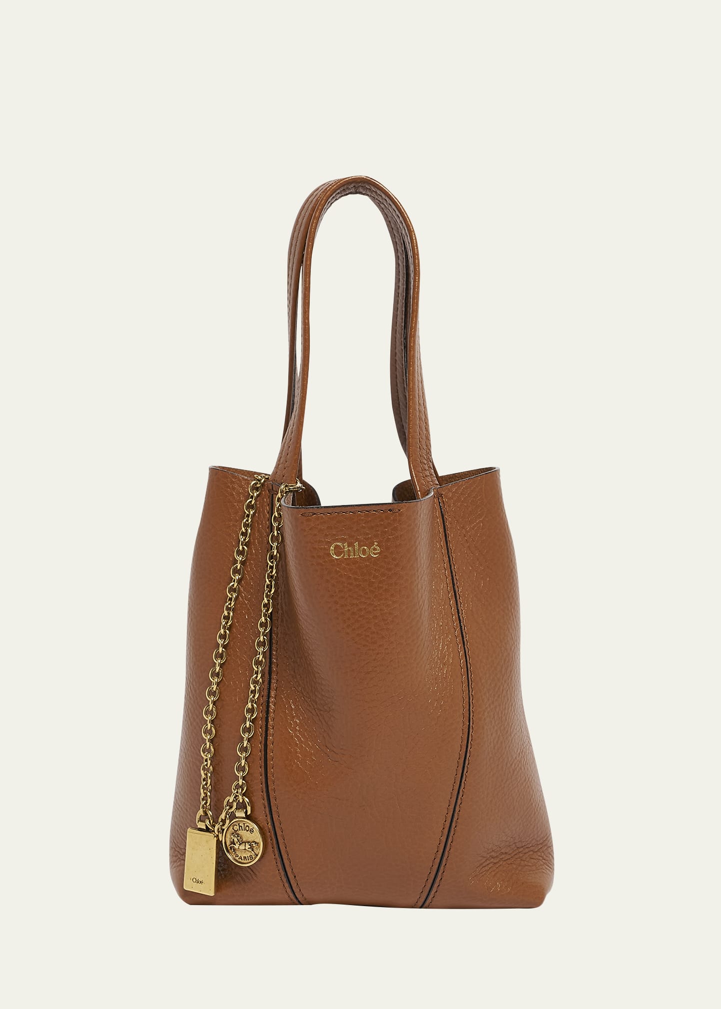 トートバッグ CHLOE CHLOE SPIN SMALL TOTE BAG IN GRAINY LEATHER Chloé Small Chloé Spin Tote Bag In Grained Leather in Clay