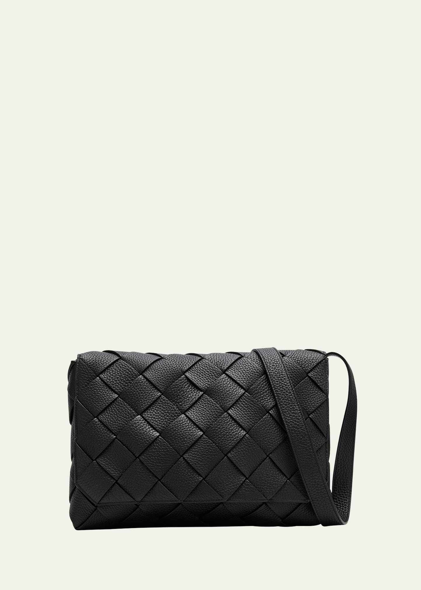 Bottega Veneta Diago グレインレザー クロスボディバッグ Bottega Veneta Men's Diago Large Intreccio Leather Crossbody