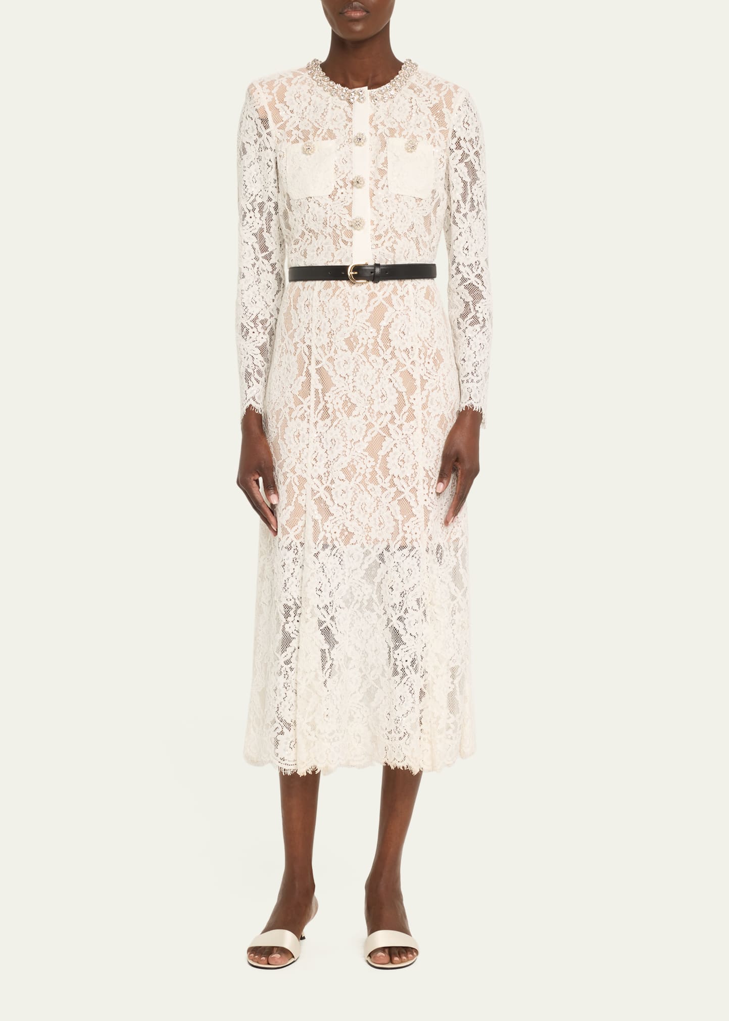 Self-Portrait Embellished Lace Midi Dress - Bergdorf Goodman