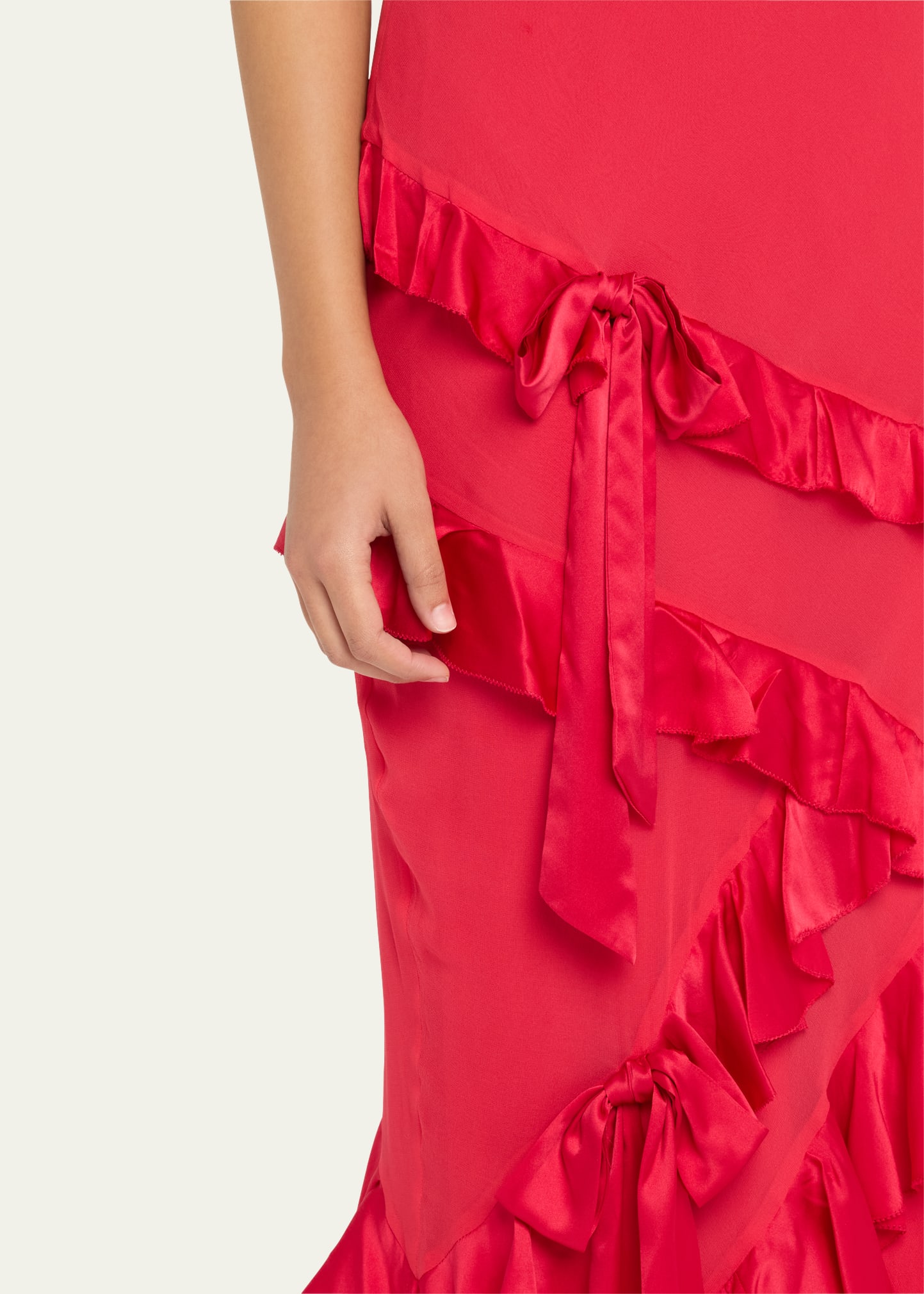 rialto silk ruffle maxi dress