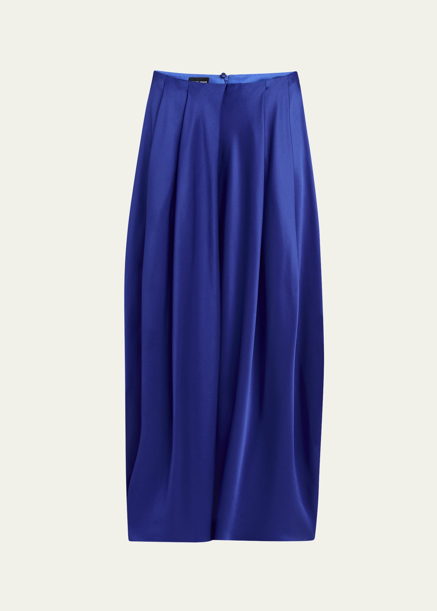 Giorgio Armani Double Silk Satin Pleated Midi Skirt