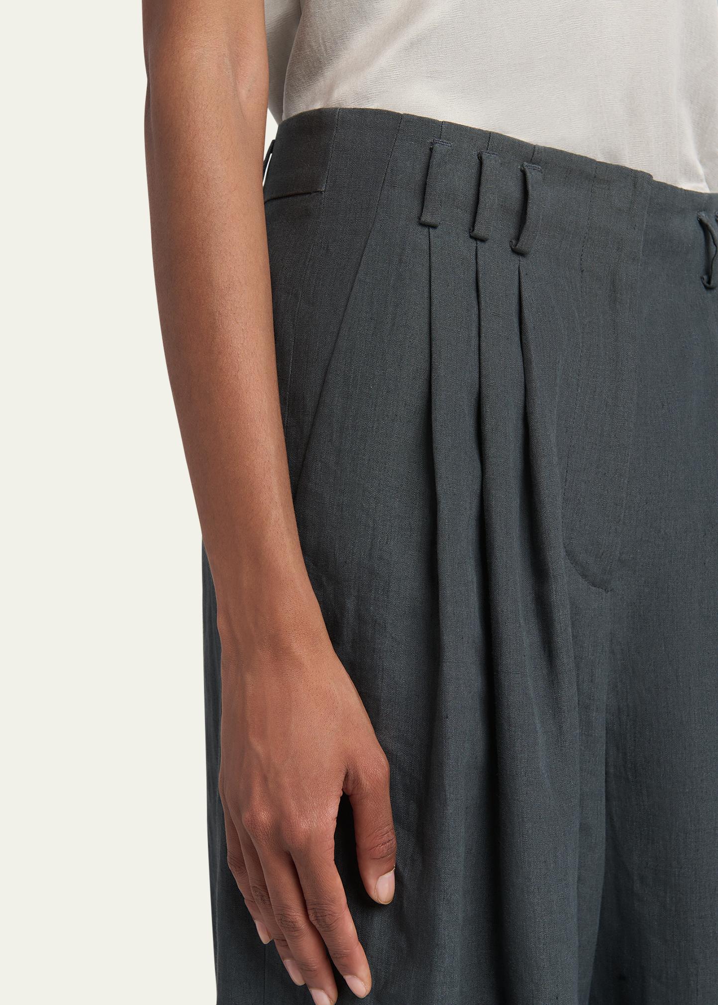 Giorgio Armani Pleated Wide-Leg Linen Trousers - Bergdorf Goodman