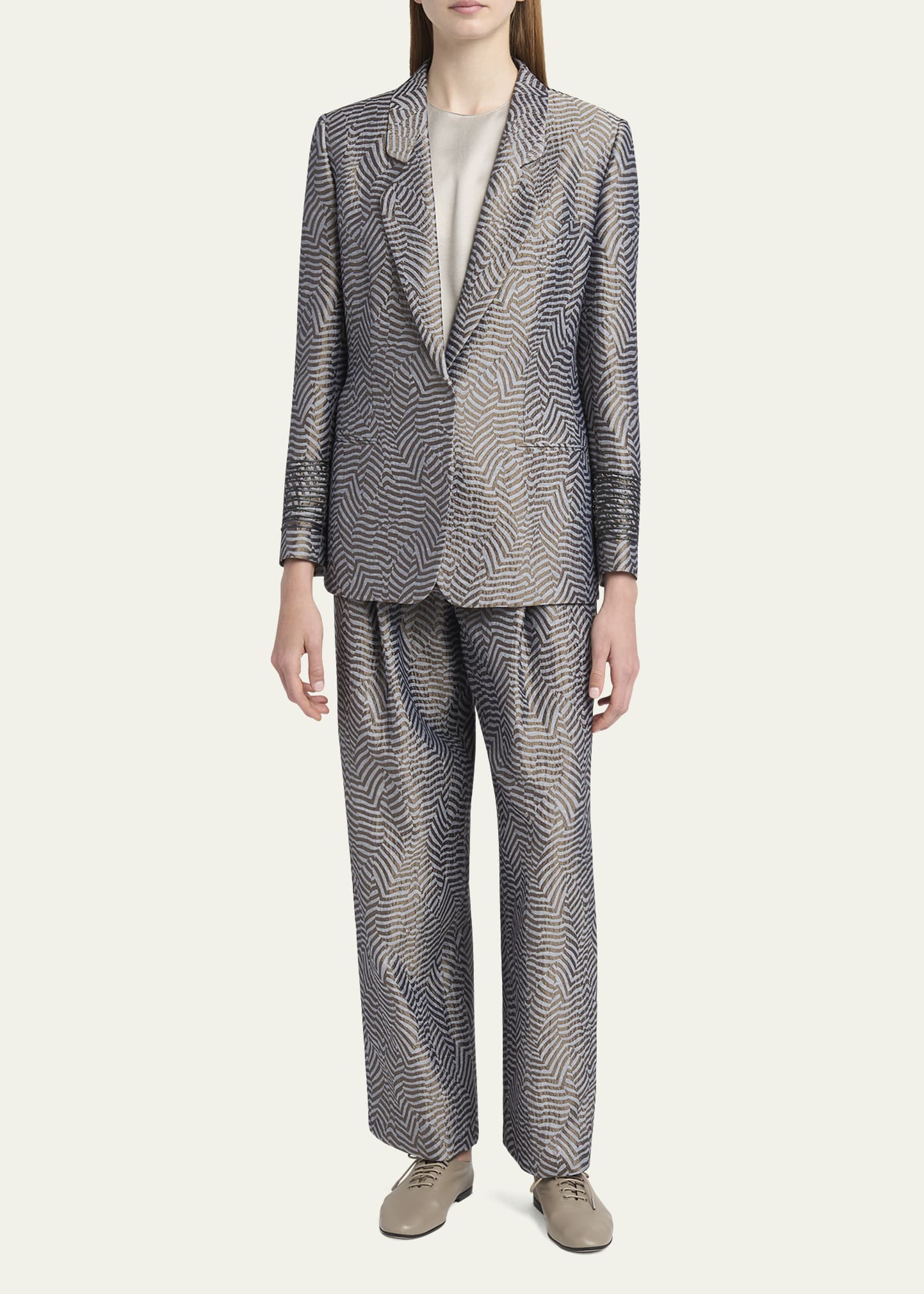 Giorgio Armani Animalier Silk Jacquard Single-Breasted Blazer