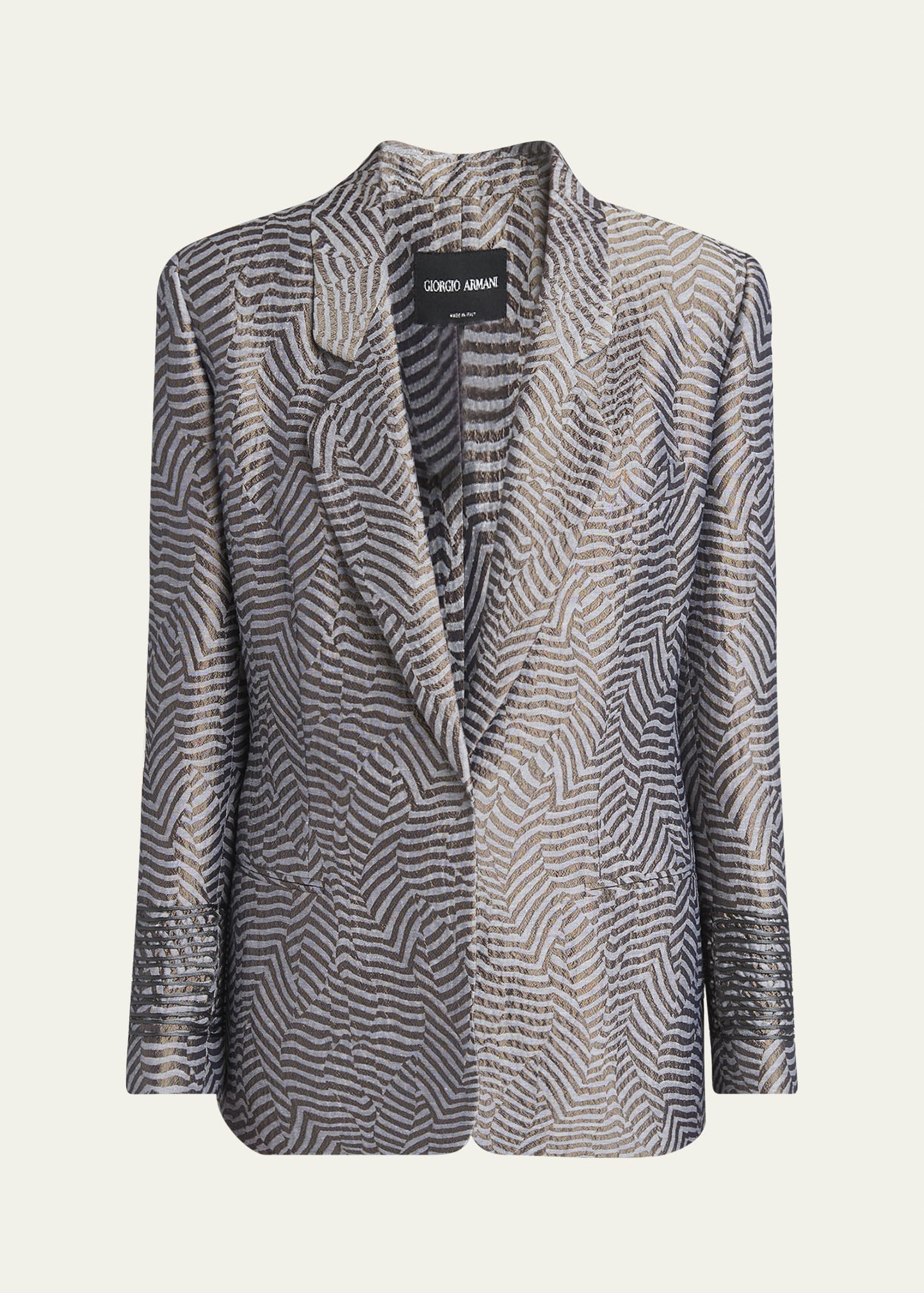 Giorgio Armani Animalier Silk Jacquard Single-Breasted Blazer