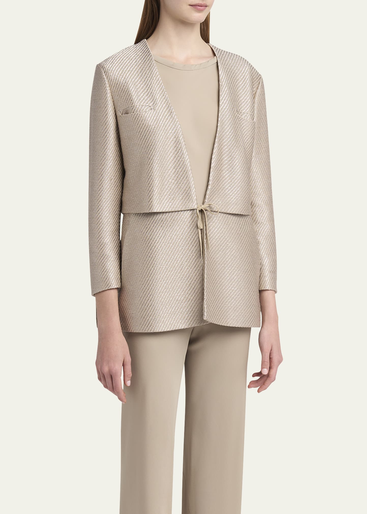 Giorgio Armani Shiny Raffia Jersey Jacquard Tie Jacket - Bergdorf