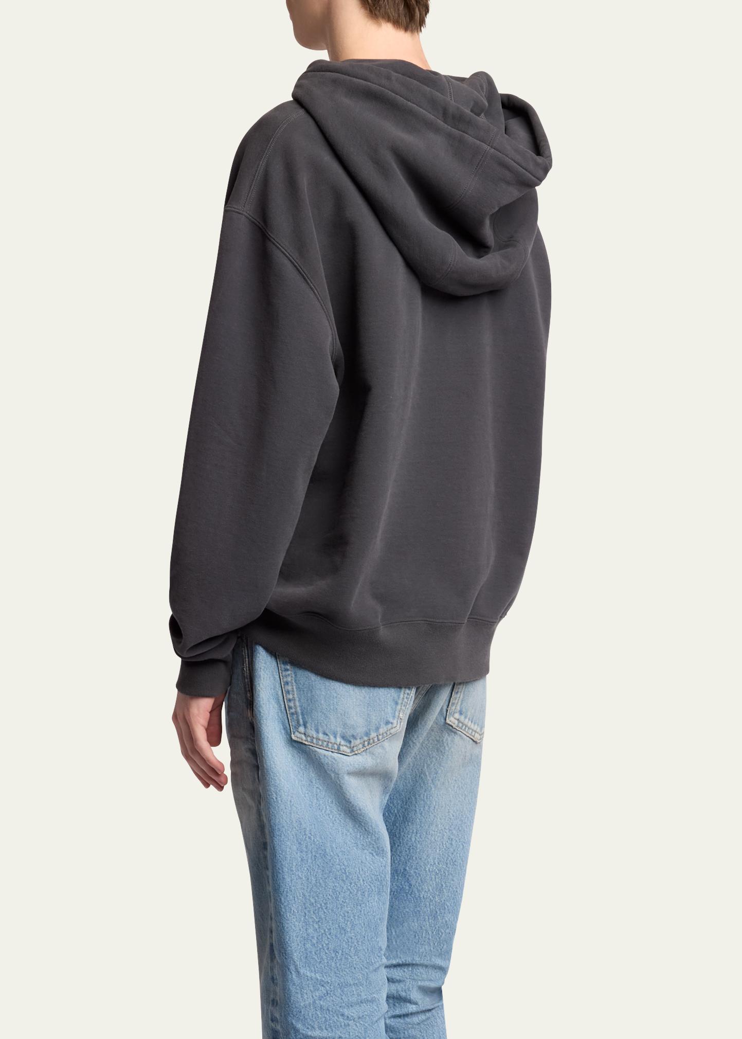 Saint Laurent Men's Fleece Tonal Logo Hoodie - Bergdorf Goodman