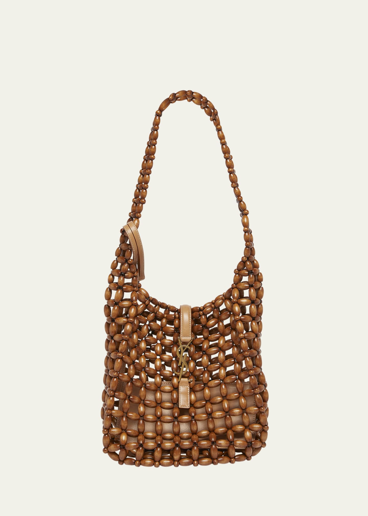 Saint Laurent Le 5 A 7 Beaded Wood Hobo Bag - Bergdorf Goodman