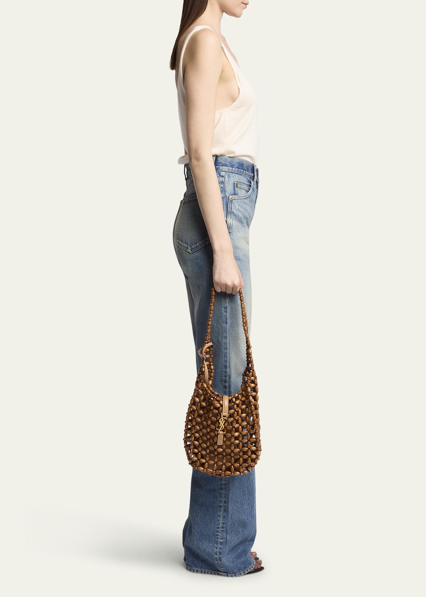 Saint Laurent Le 5 A 7 Beaded Wood Hobo Bag - Bergdorf Goodman