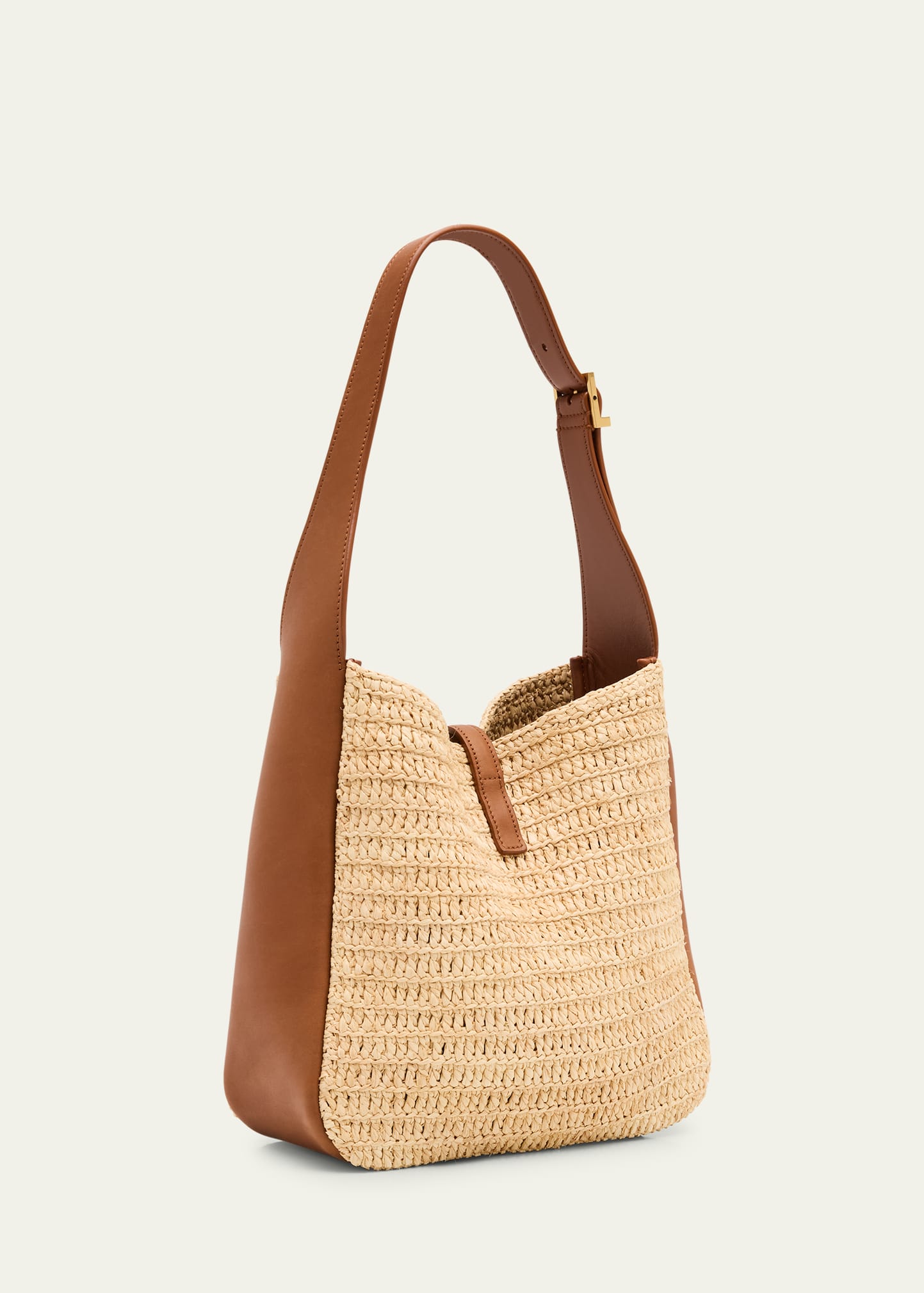 ★関税込★ SAINT LAURENT YSL le 5 a 7 ミニ ラフィアバッグ Saint Laurent Le 5 A 7 Small YSL Hobo Bag in Raffia and