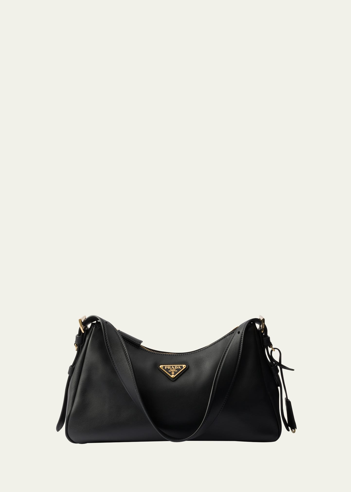 Prada Black & White City Calf Leather Sidonie Belt Bag