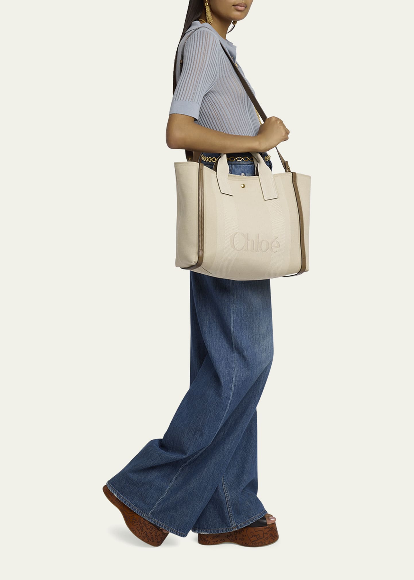 Chloe☆VIP☆ carry TOTE BAG送関込！ Chloé Carry Tote Bag In Canvas in Kohl brown | Chloé US
