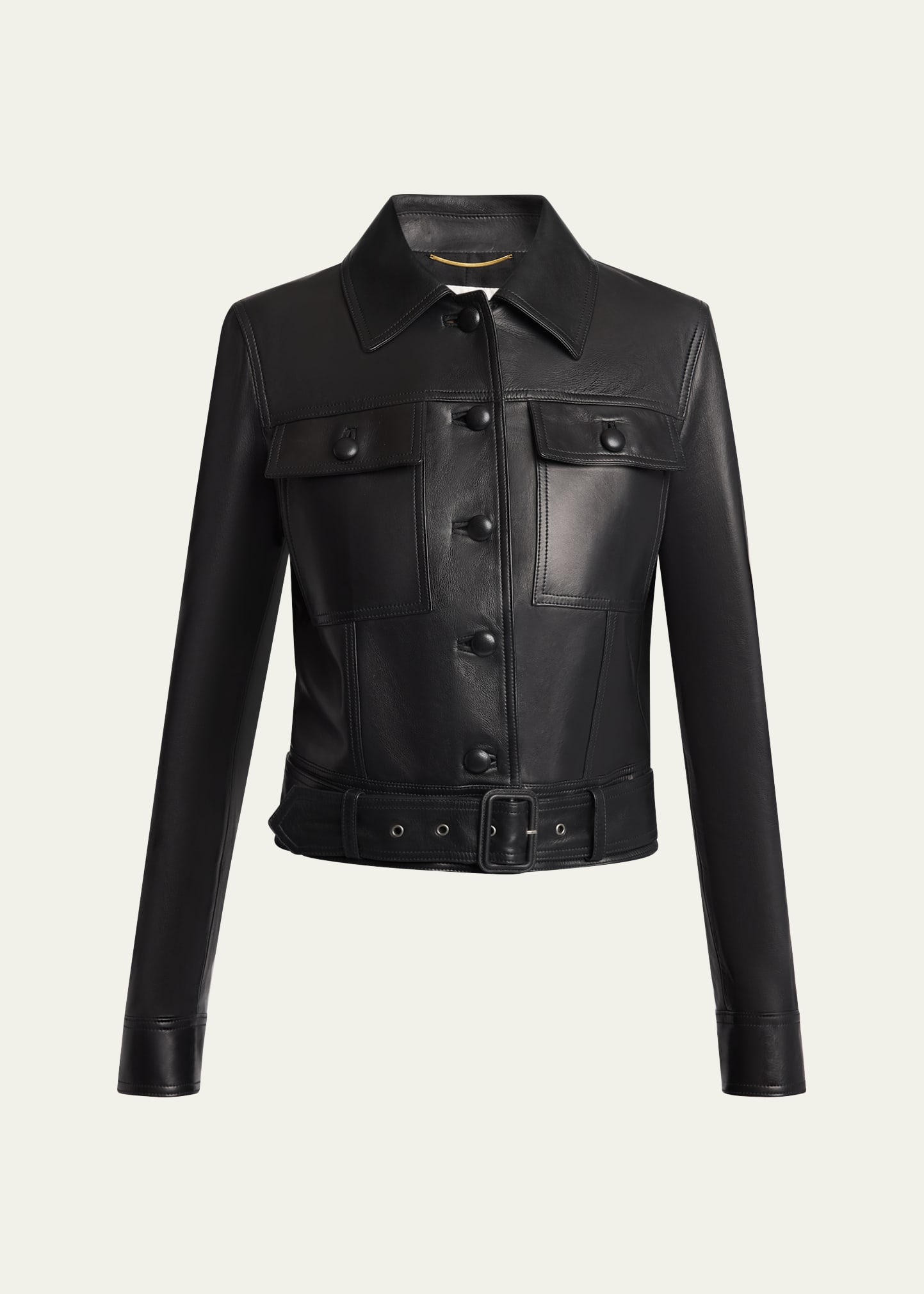 ジャケット SAINT LAURENT Women Jackets 828008Y7E63 1000 BLACK Cropped leather jacket in black - Saint Laurent | Mytheresa