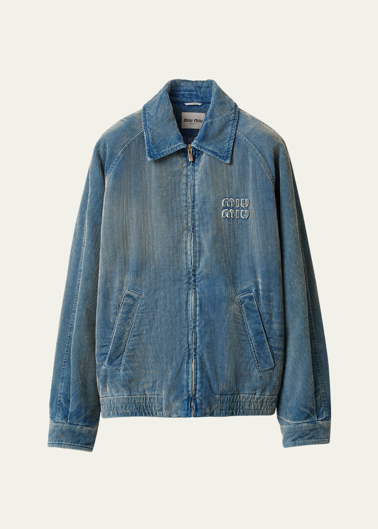 Miu Miu Logo Embroidered Corduroy Bomber Jacket - Bergdorf