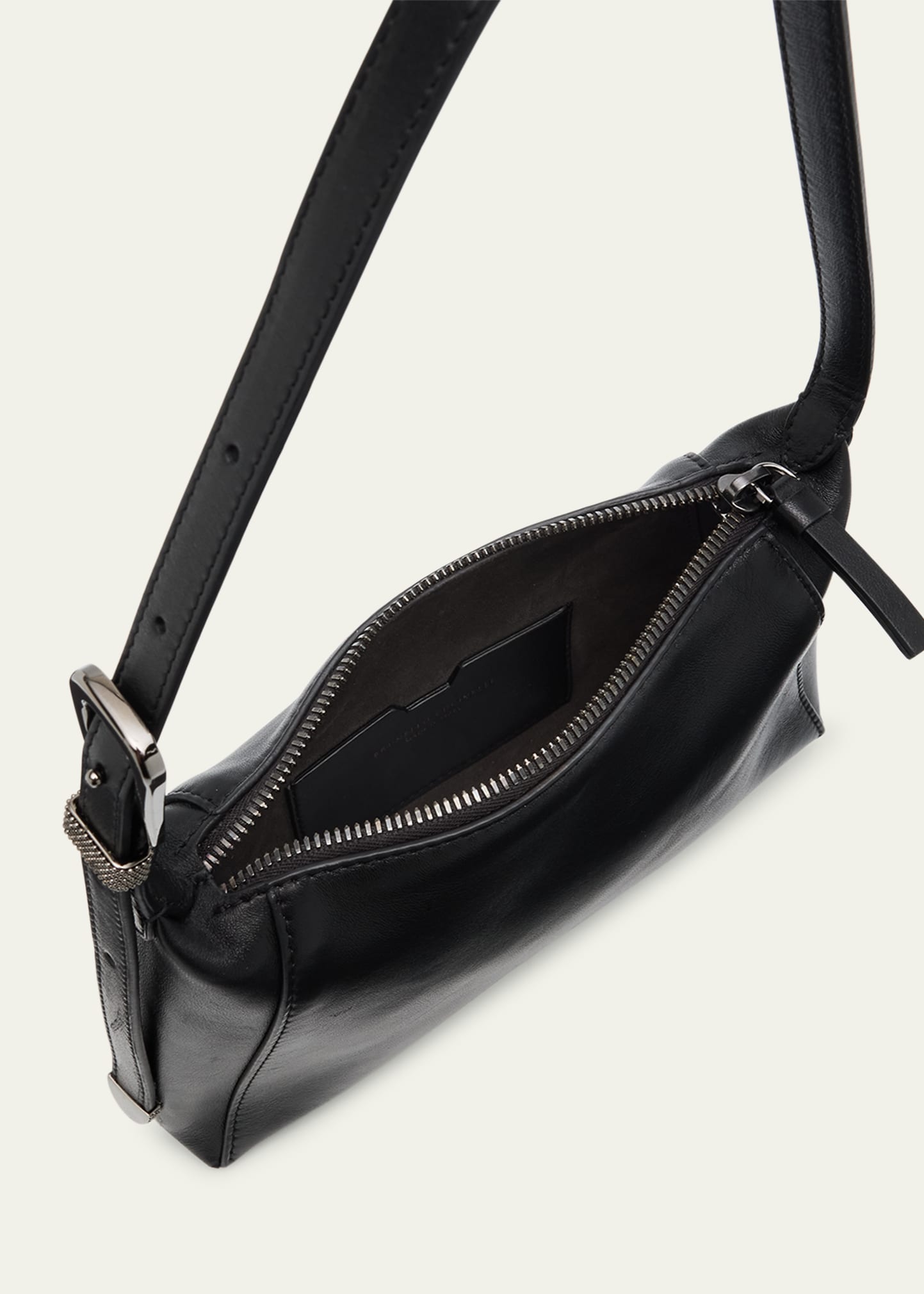 Brunello Cucinelli Buckle Zip Leather Shoulder Bag - Bergdorf Goodman