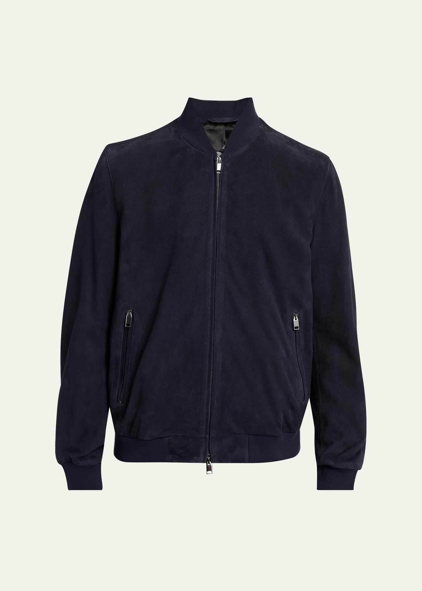 Brioni Men's Perferated Suede Bomber Jacket