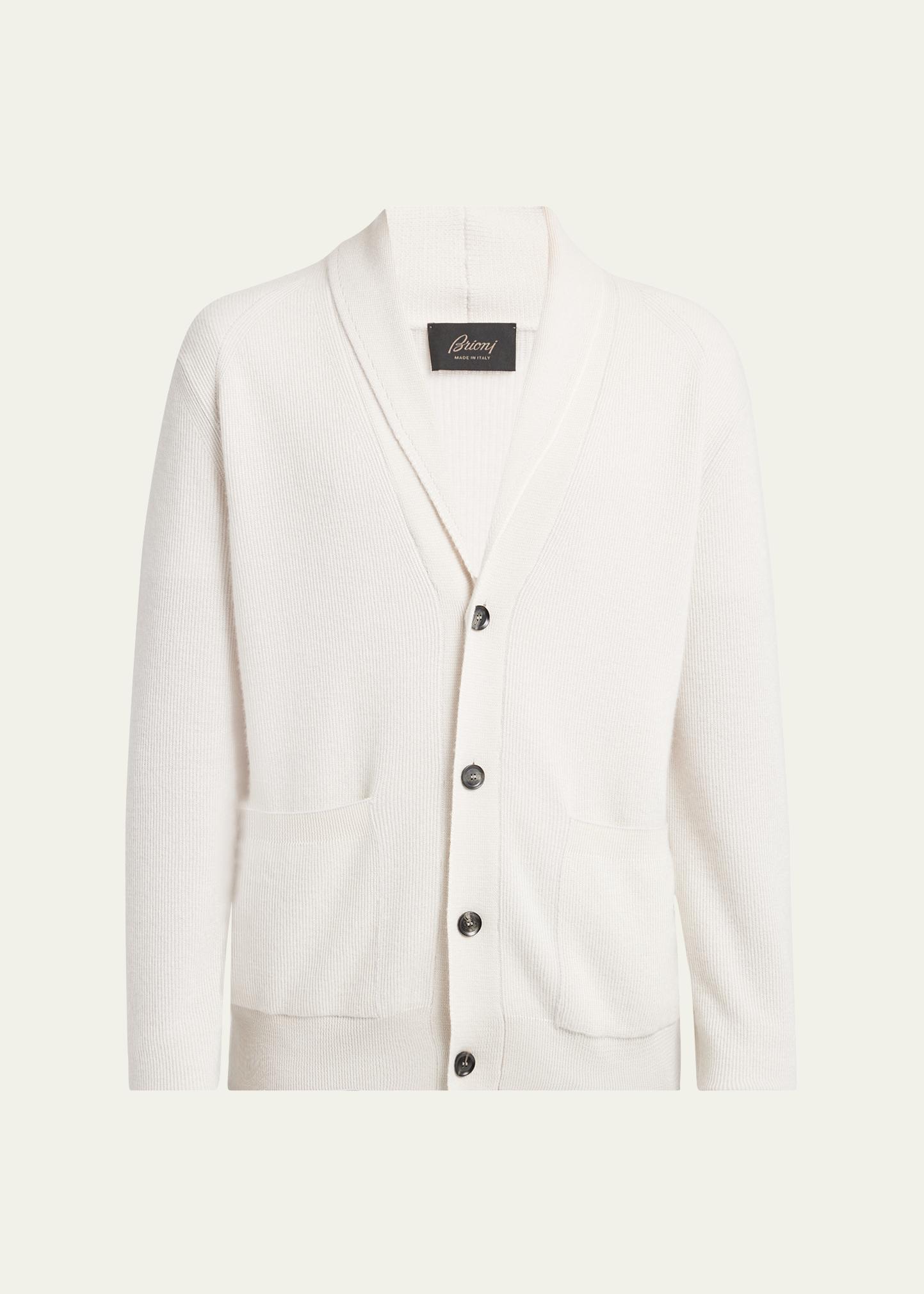Brioni Men's Cashmere and Wool Ribbed Cardigan