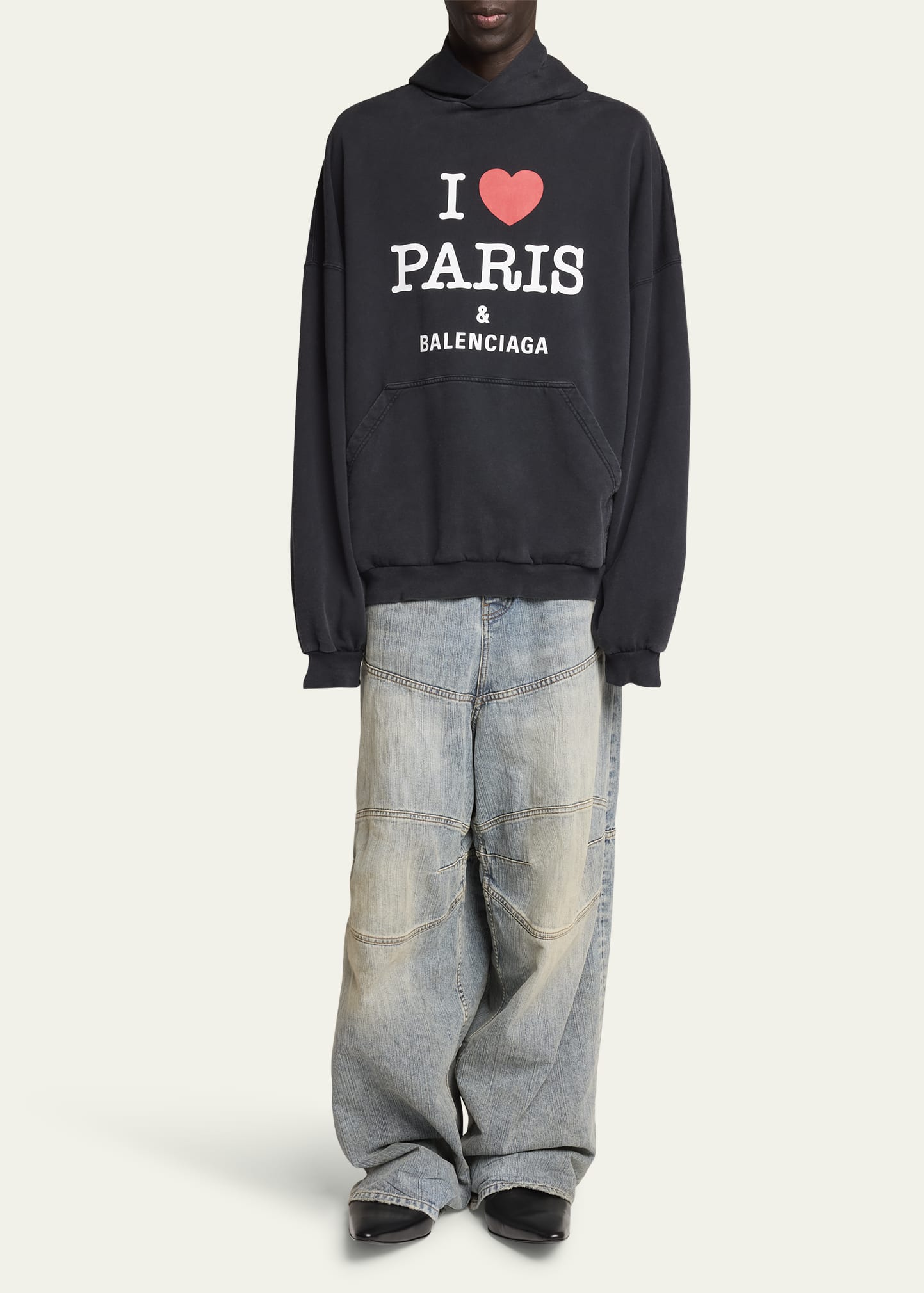 スウェット・トレーナー BALENCIAGA SWEATSHIRT I LOVE PARIS & BALENCIAGA BLACK WMNS) Balenciaga I Love Paris Balenciaga Hoodie Large Fit