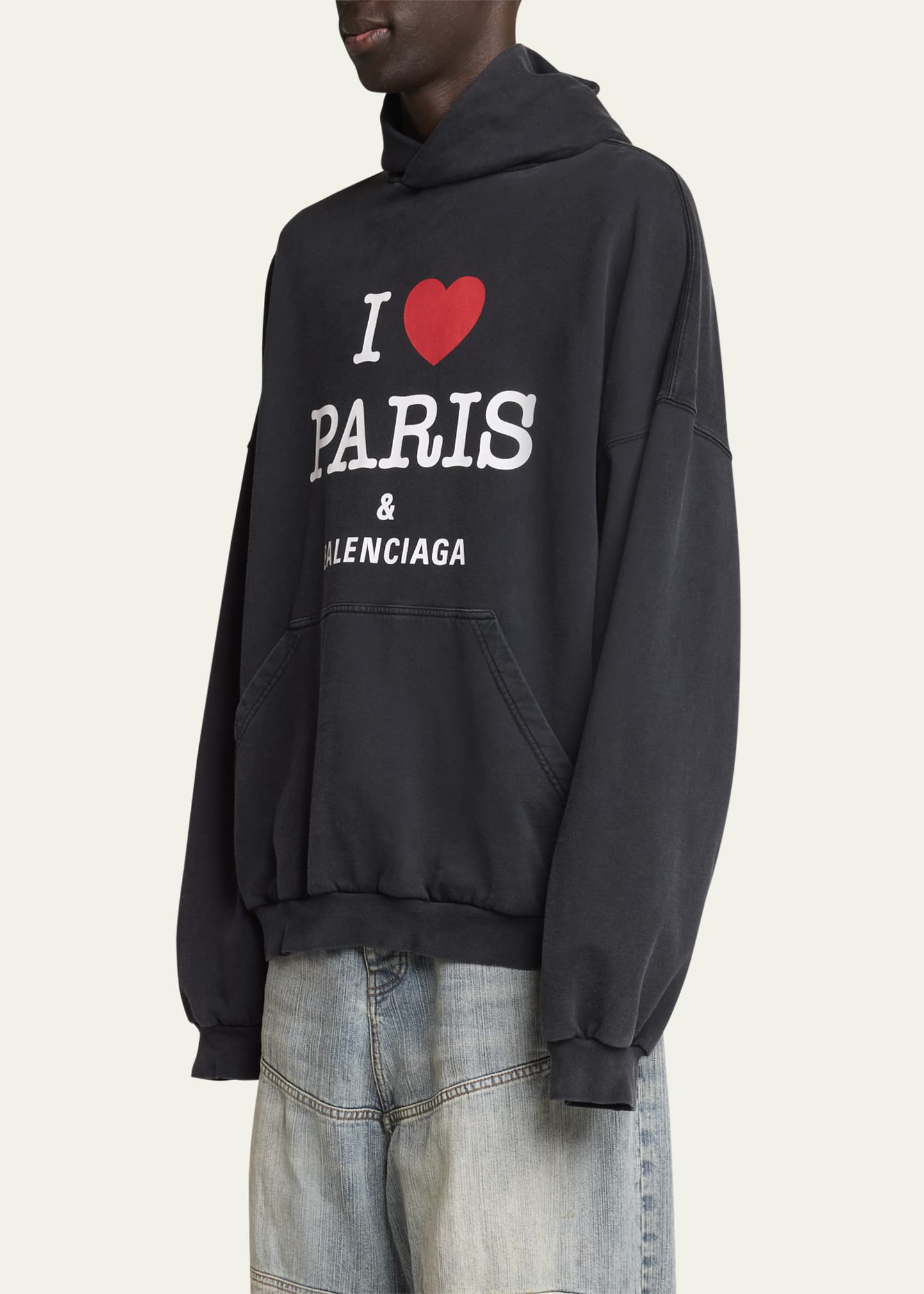 Balenciaga Men's I Love Paris Oversized Terry Hoodie Bergdorf
