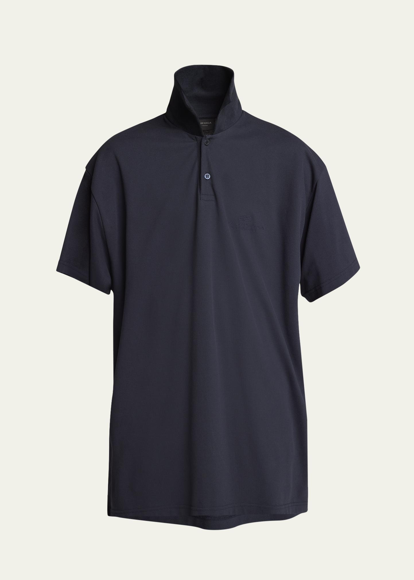 Balenciaga Men's Oversized Double-Layer Polo Shirt