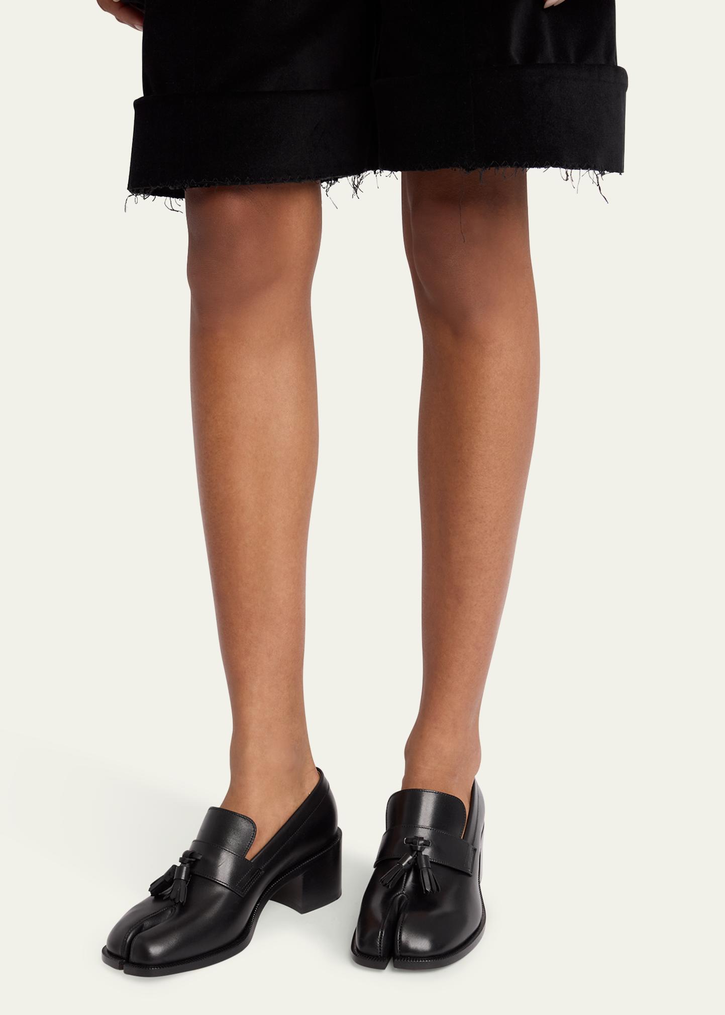 Maison Margiela Tabi-Toe Leather Tassel Block-Heel Loafers 