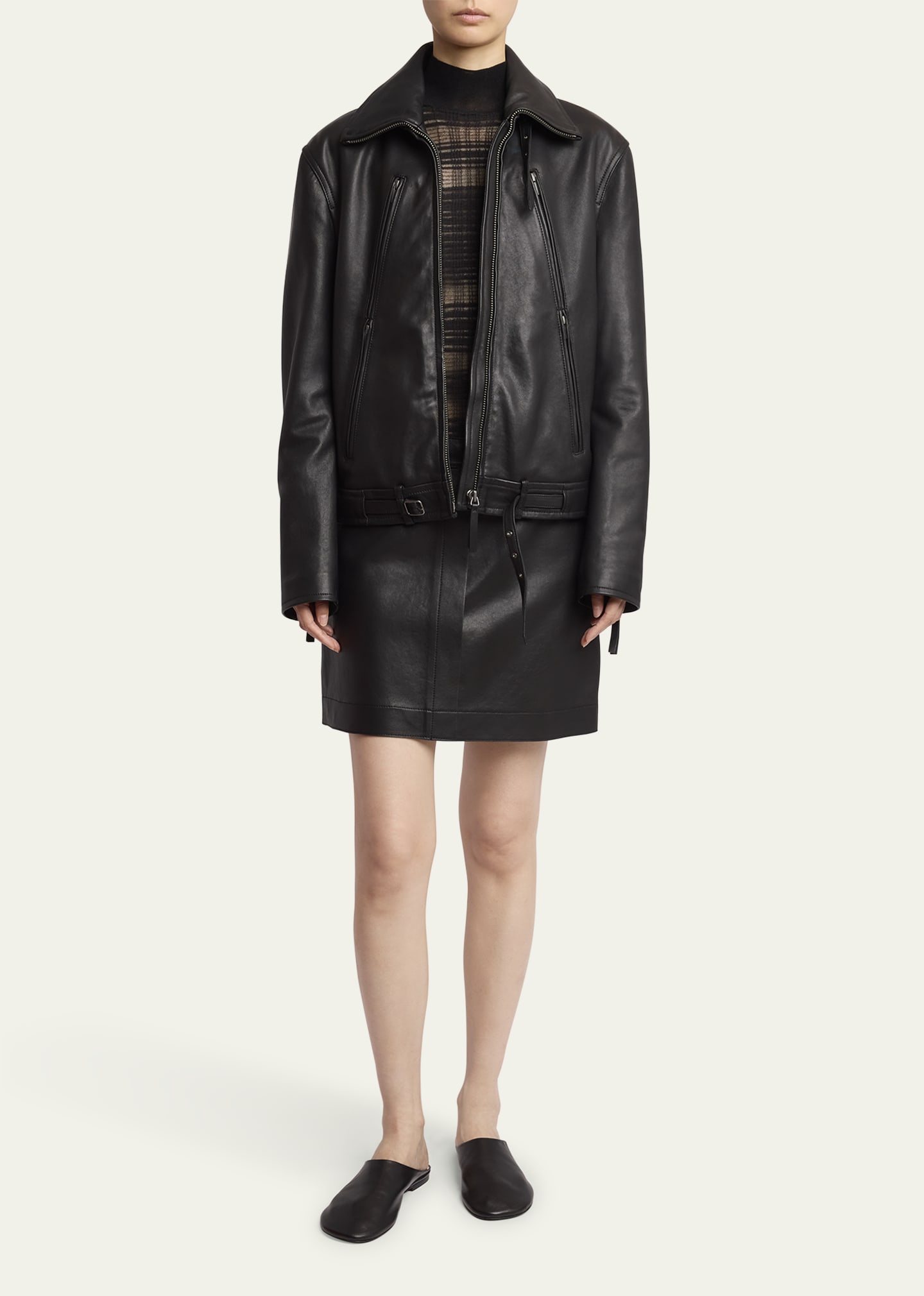 ⭐️新品⭐️PROENZA SCHOULER レザーブルゾン　ブラック　サイズ6 Proenza Schouler White Label Phoenix Pebbled Leather Jacket