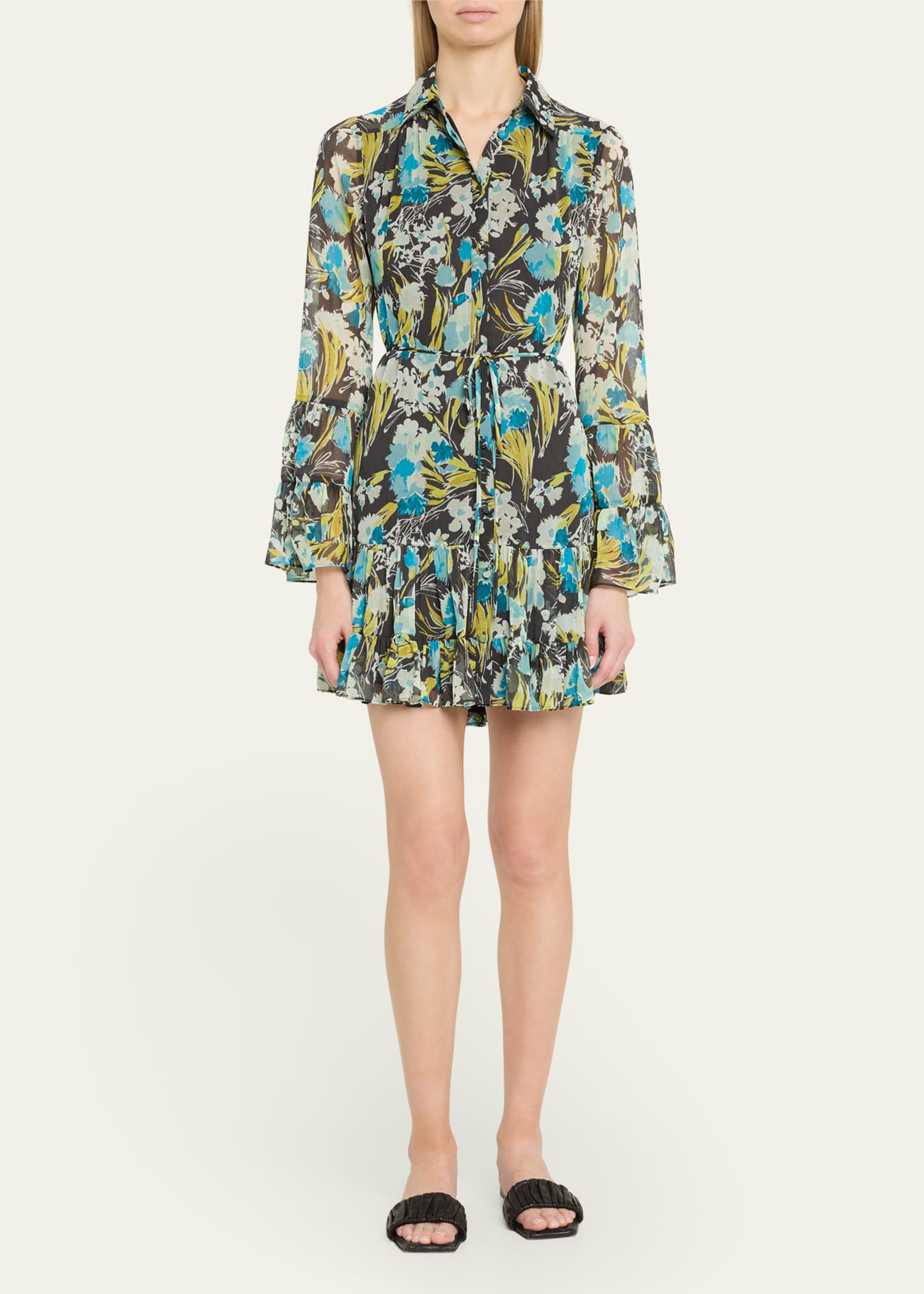 lyra floral long-sleeve mini dress