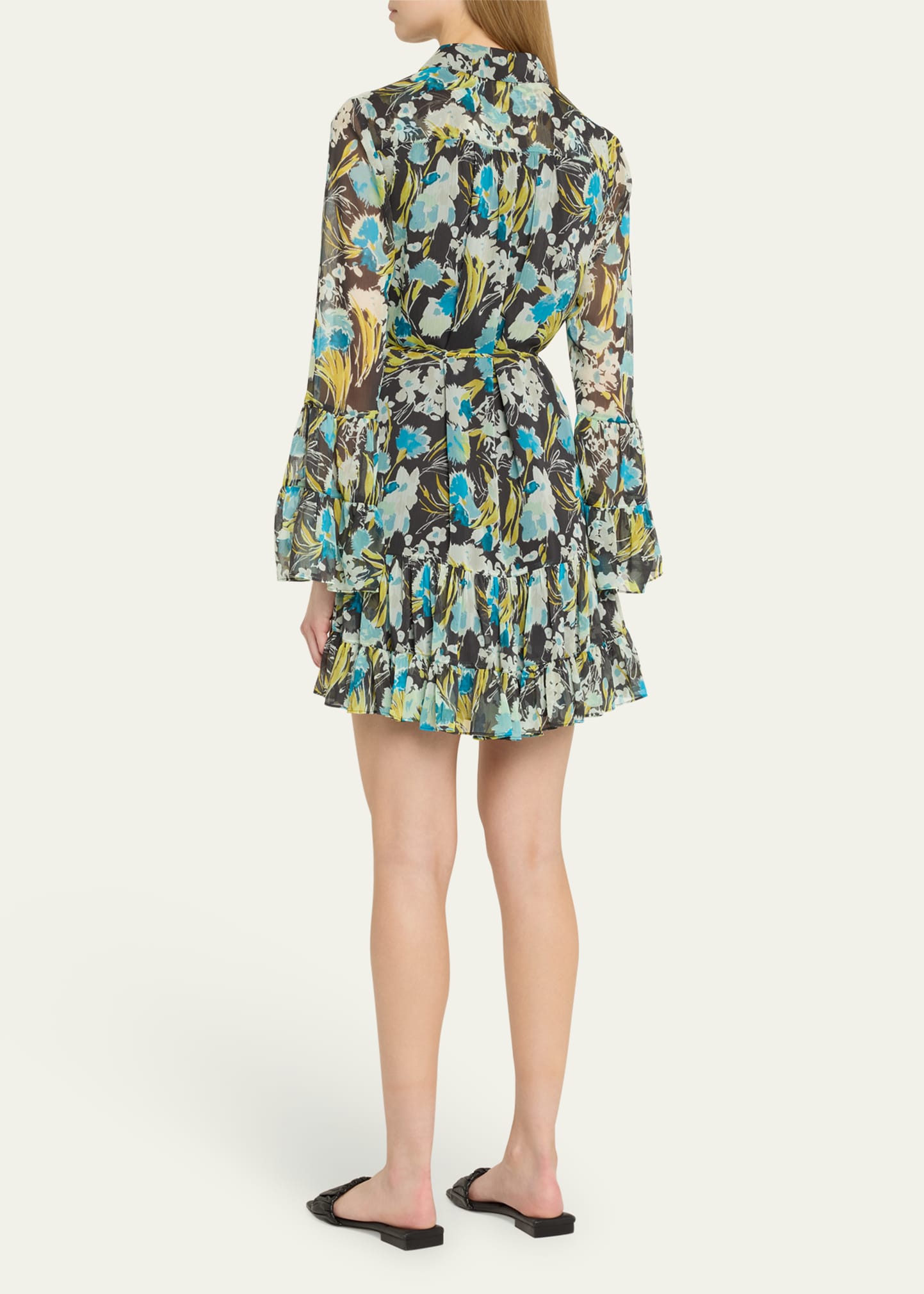 lyra floral long-sleeve mini dress