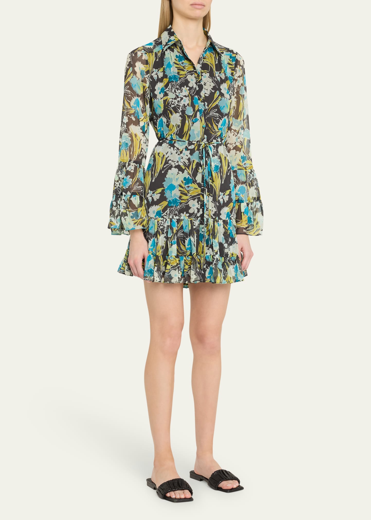 lyra floral long-sleeve mini dress