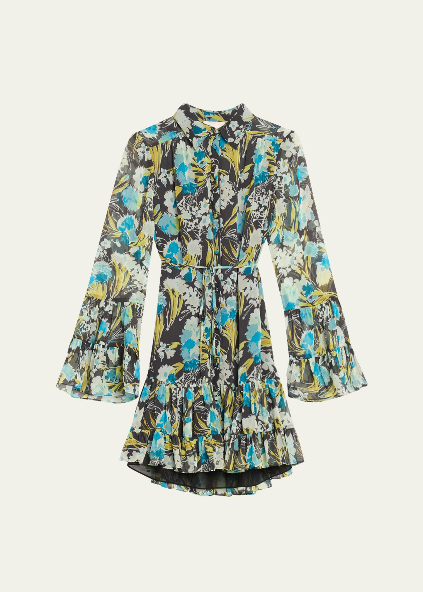 lyra floral long-sleeve mini dress