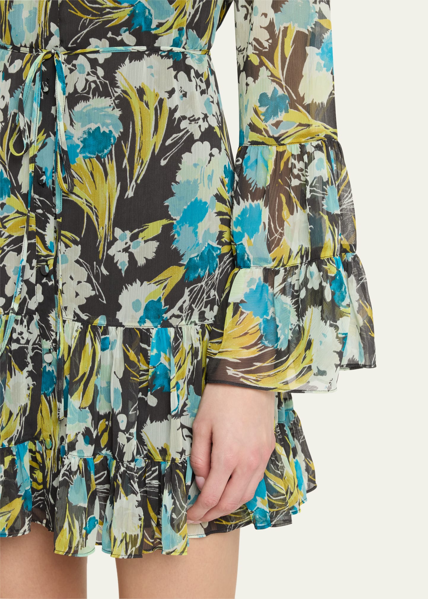 lyra floral long-sleeve mini dress