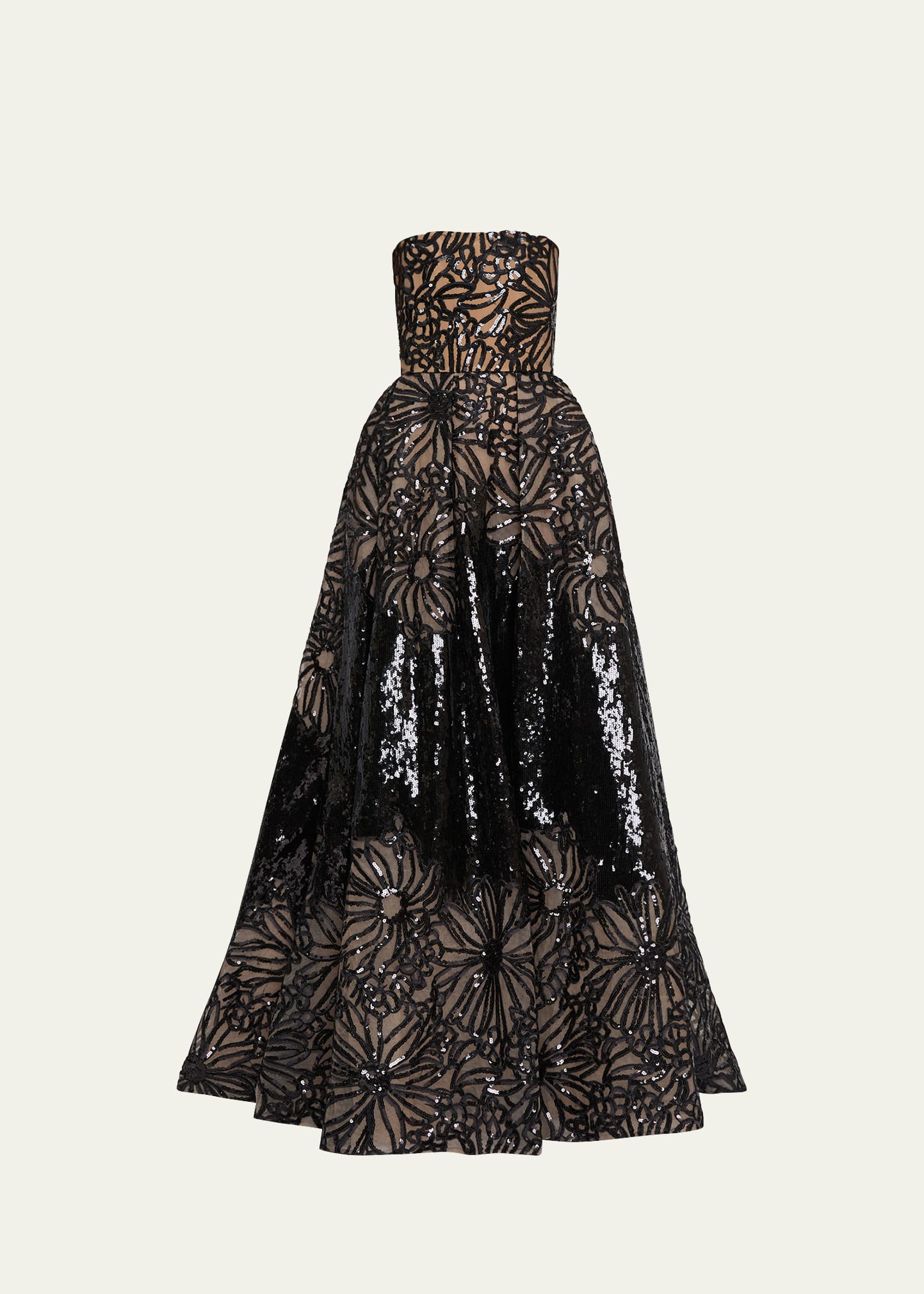 long sequined strapless dress