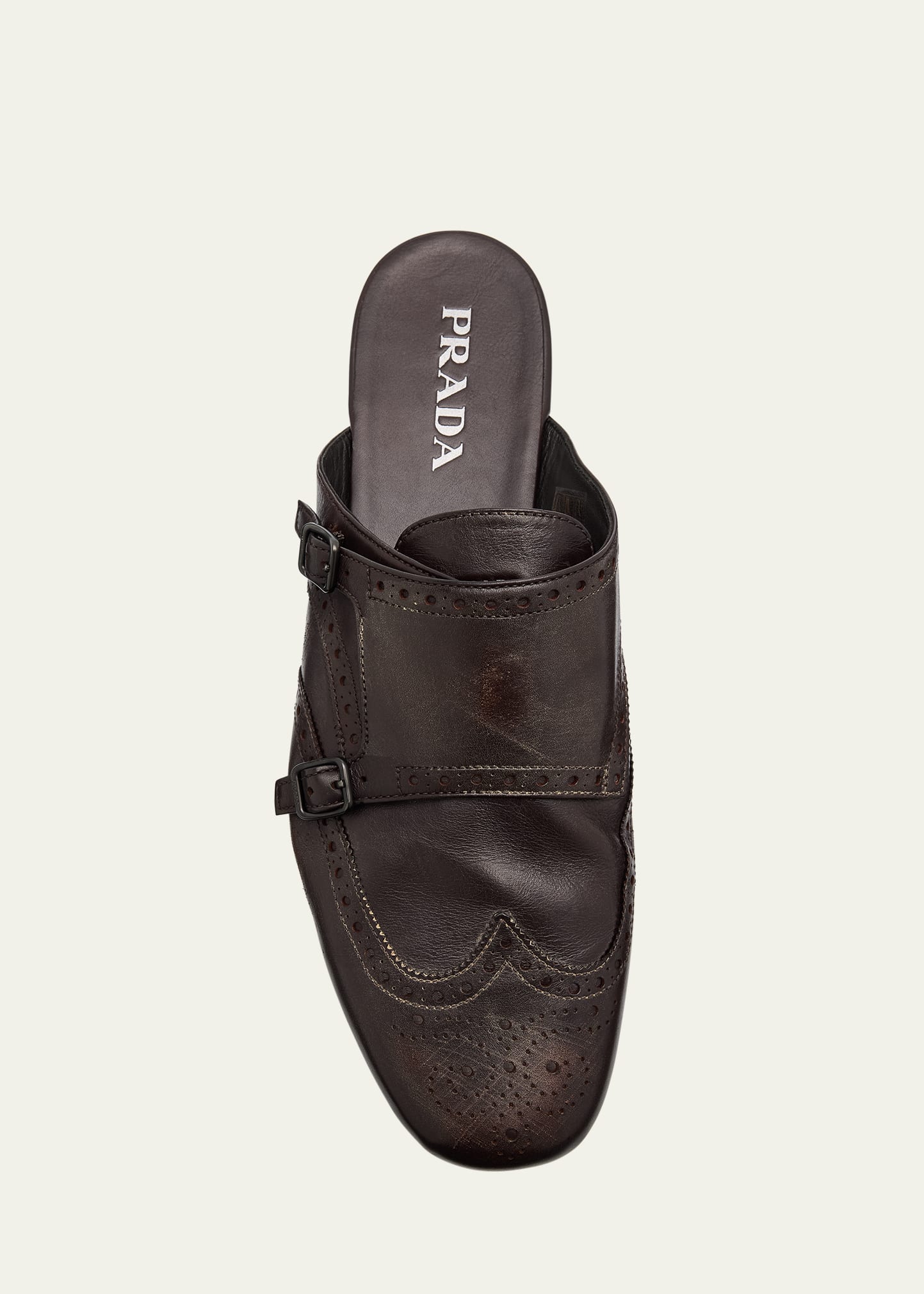Prada Men's Shuffle Leather Double-Monk Strap Mules - Bergdorf Goodman