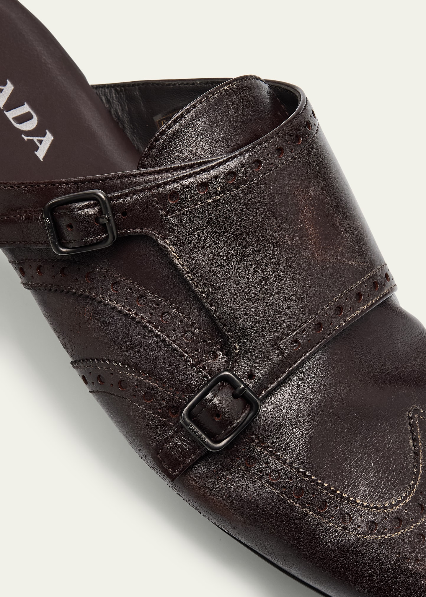 Prada Men's Shuffle Leather Double-Monk Strap Mules - Bergdorf Goodman