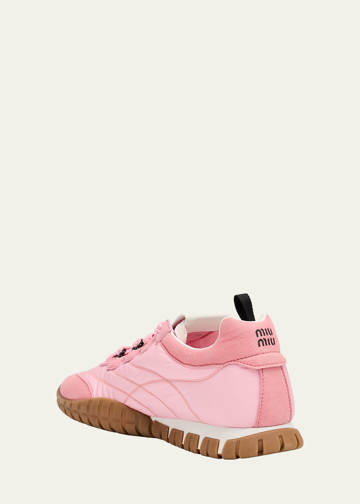 みゅうみゅう Miu Miu Low-Top Nylon & Leather Sneakers - Bergdorf Goodman