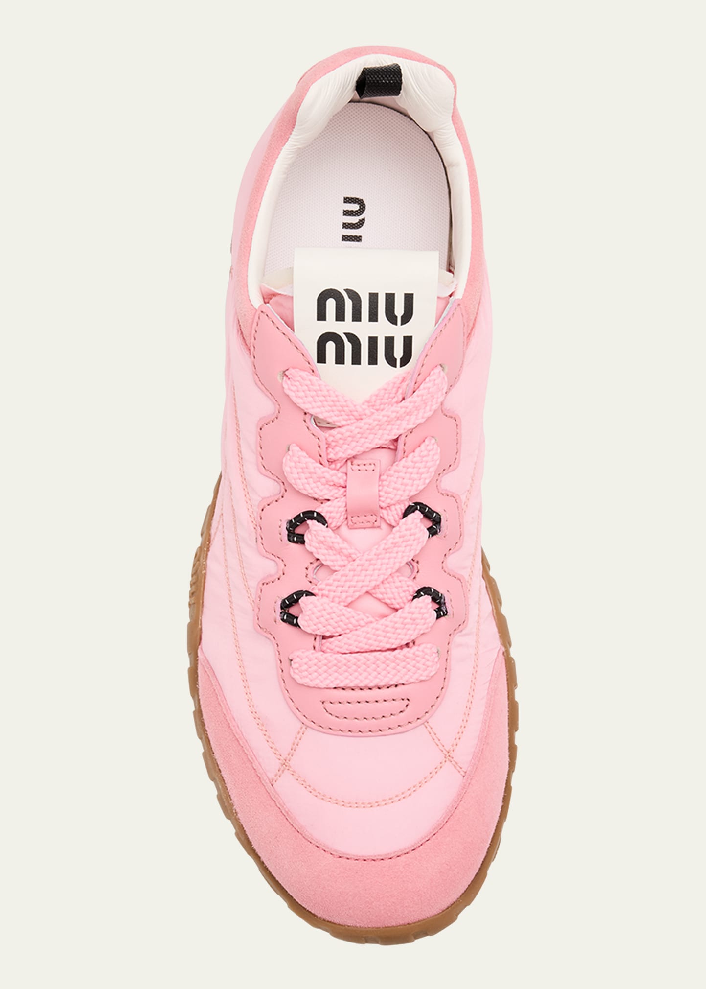 Miu Miu Low-Top Nylon & Leather Sneakers - Bergdorf Goodman