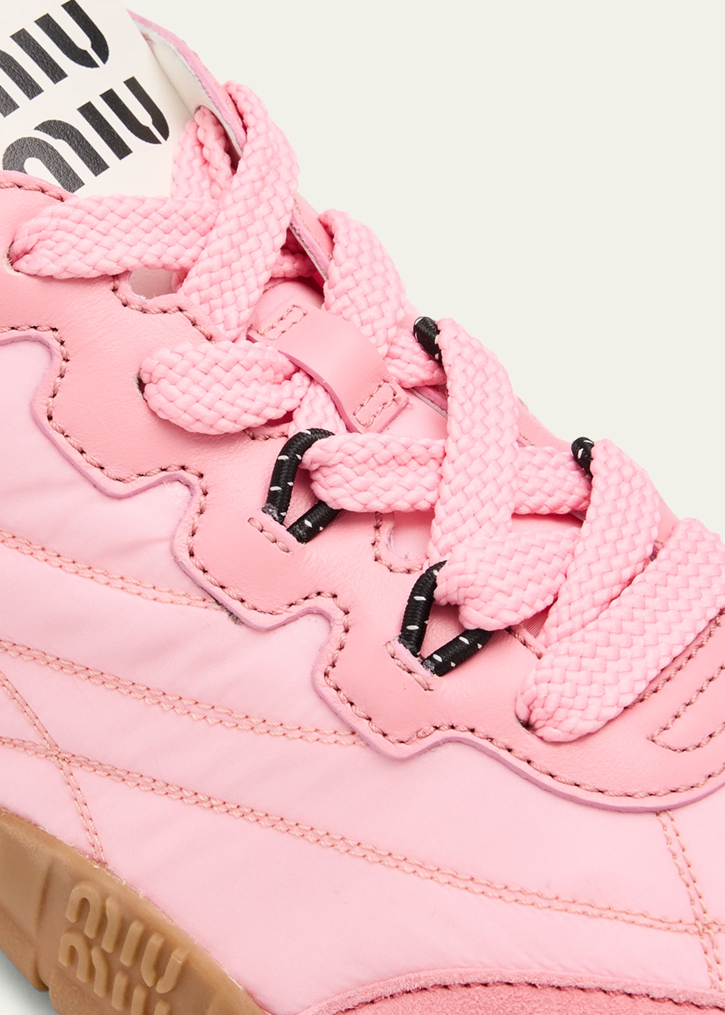 Miu Miu Low-Top Nylon & Leather Sneakers - Bergdorf Goodman