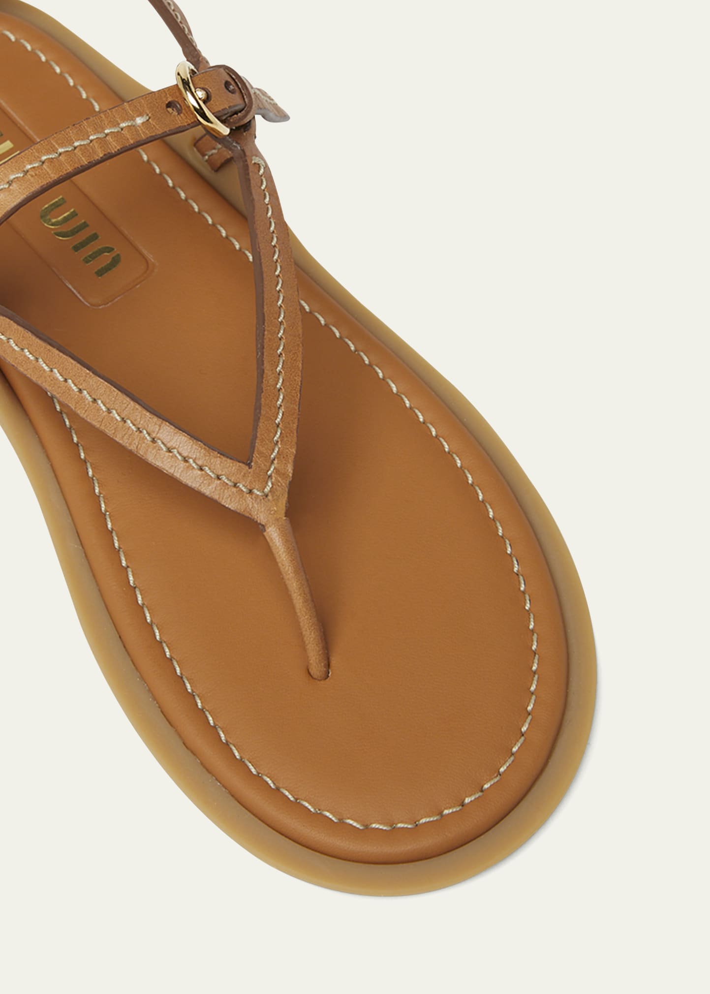 Miu Miu Thong Leather Flat Sandals - Bergdorf Goodman