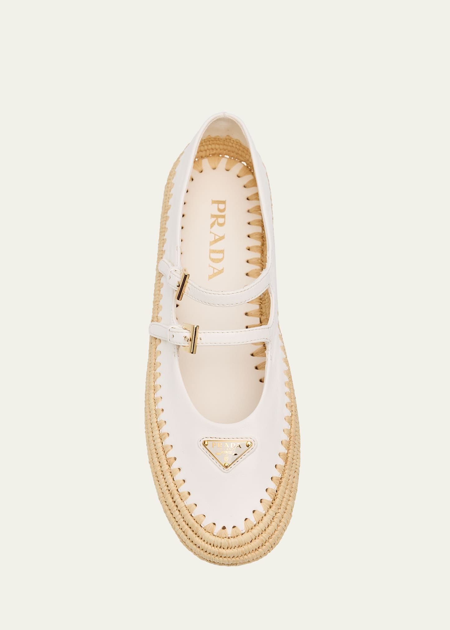 サンダル・ミュール PRADA White Leather Espadrilles Prada - White Quilted Leather Flat Espadrille | Mitchell Stores