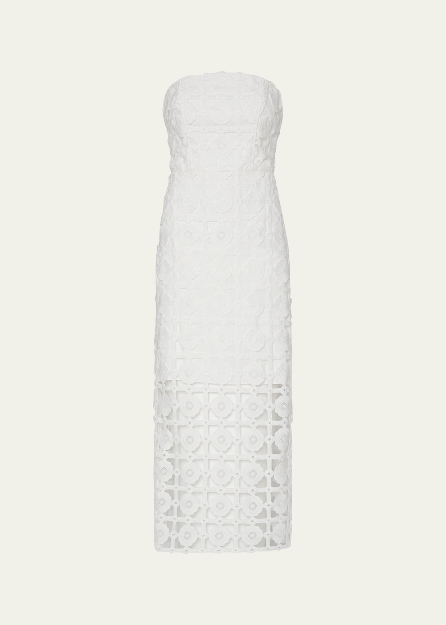 Milly Kait Strapless Tile Lace Midi Dress - Bergdorf Goodman