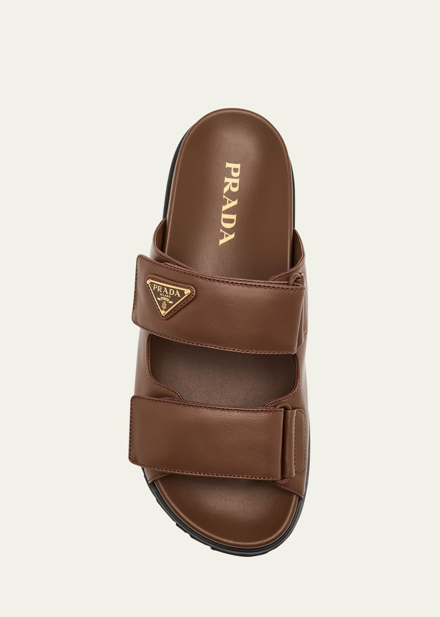 Prada Leather Double-Grip Slide Sandals - Bergdorf Goodman