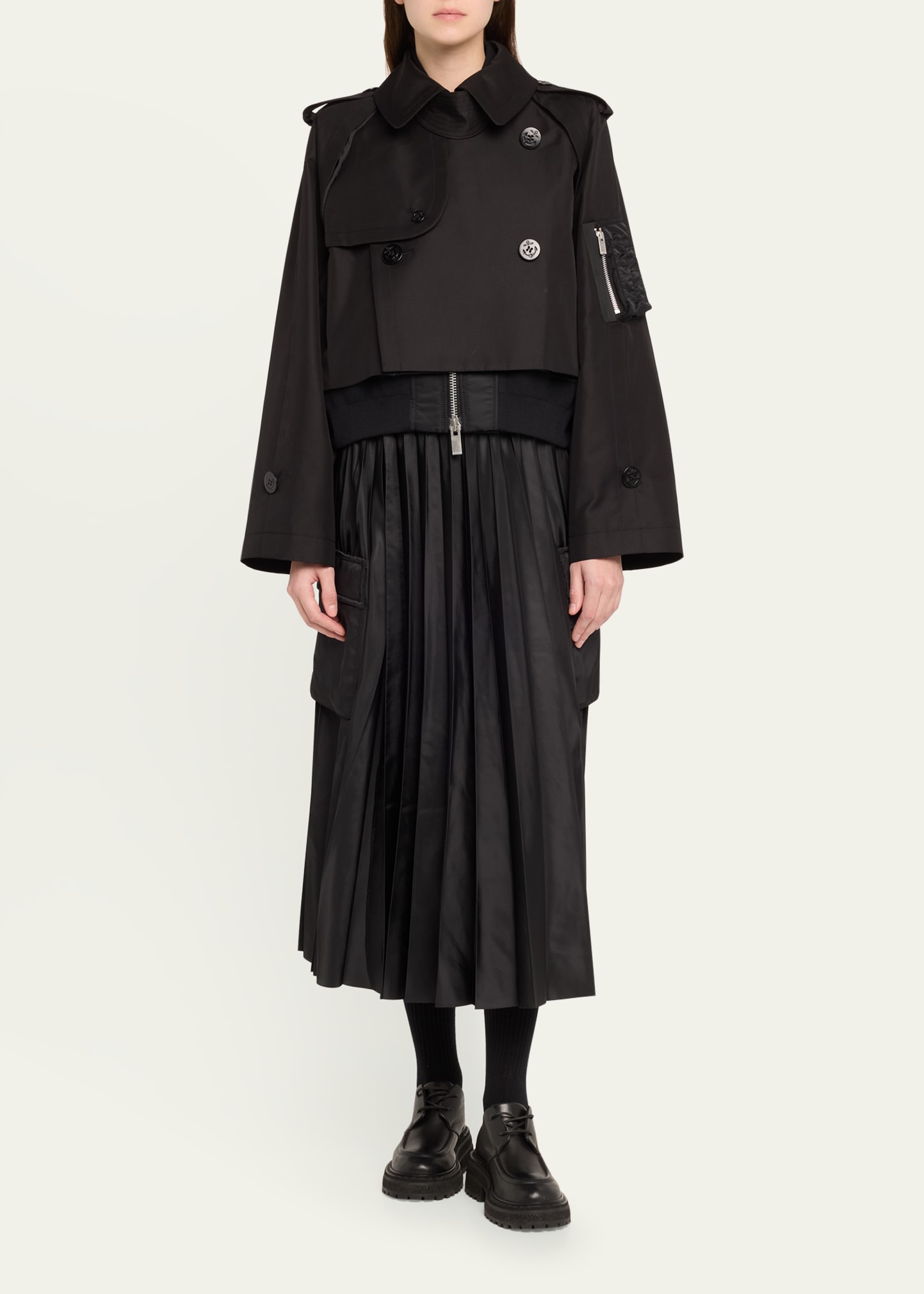SACAI Hybrid Crop Trench Blouson Jacket - Bergdorf Goodman