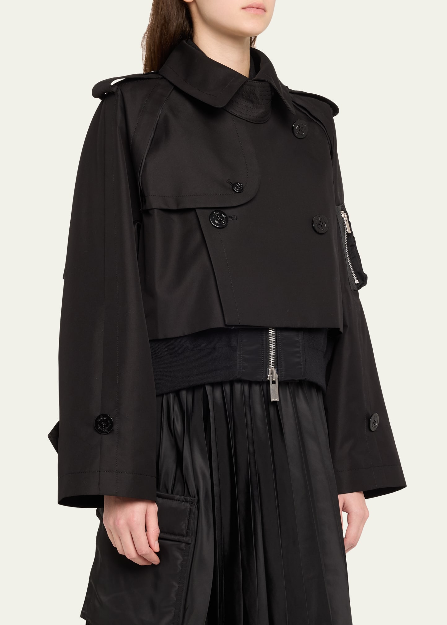 SACAI Hybrid Crop Trench Blouson Jacket - Bergdorf Goodman