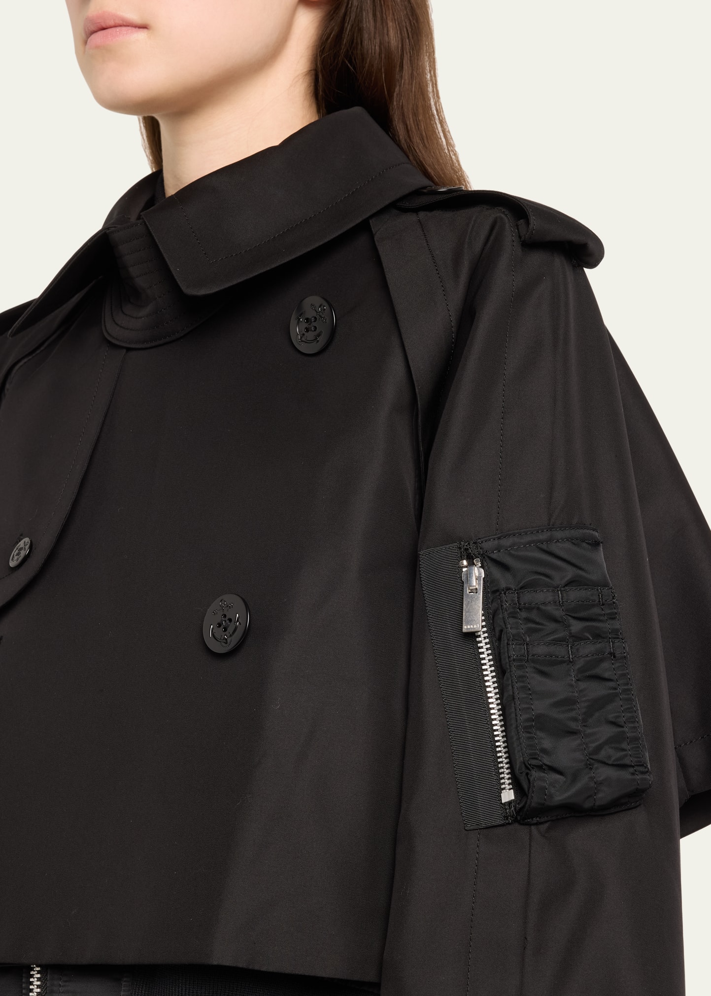 SACAI Hybrid Crop Trench Blouson Jacket - Bergdorf Goodman