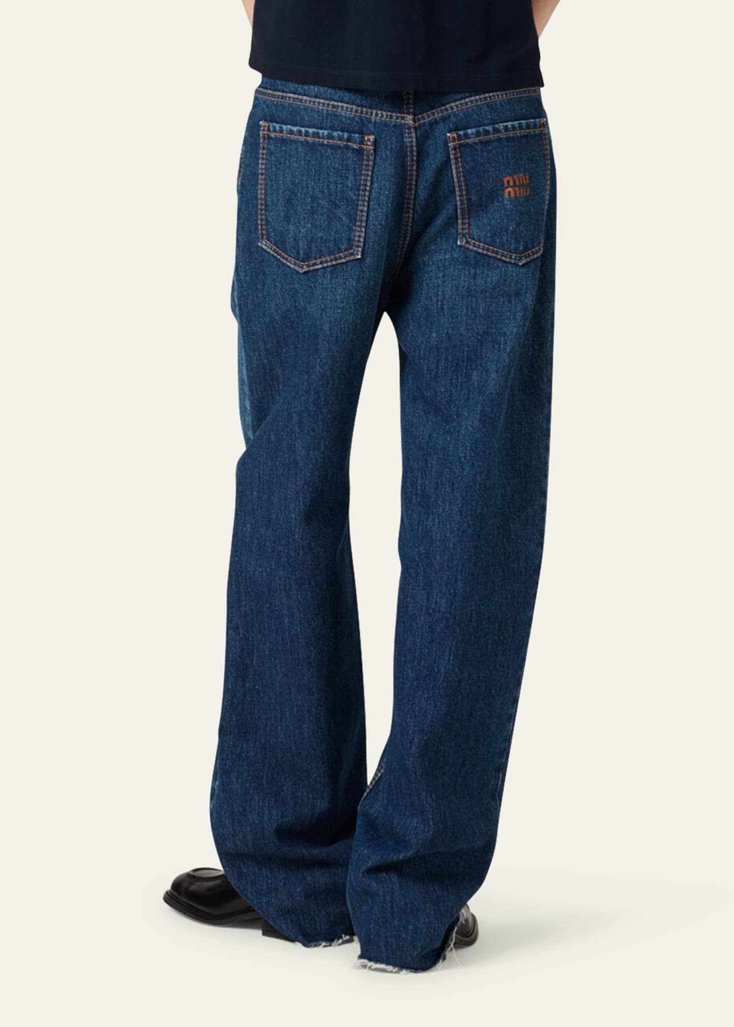 Miu Miu Mid Rise Raw Hem Jeans - Bergdorf Goodman