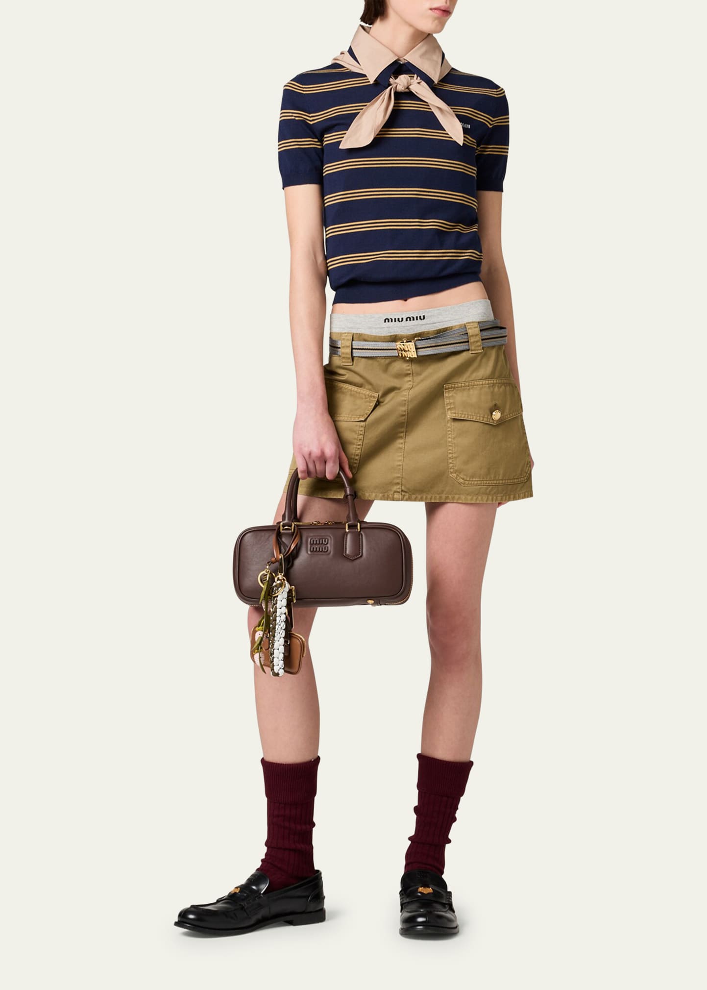 Miu Miu Mid-Rise Mini Skirt with Belt - Bergdorf Goodman