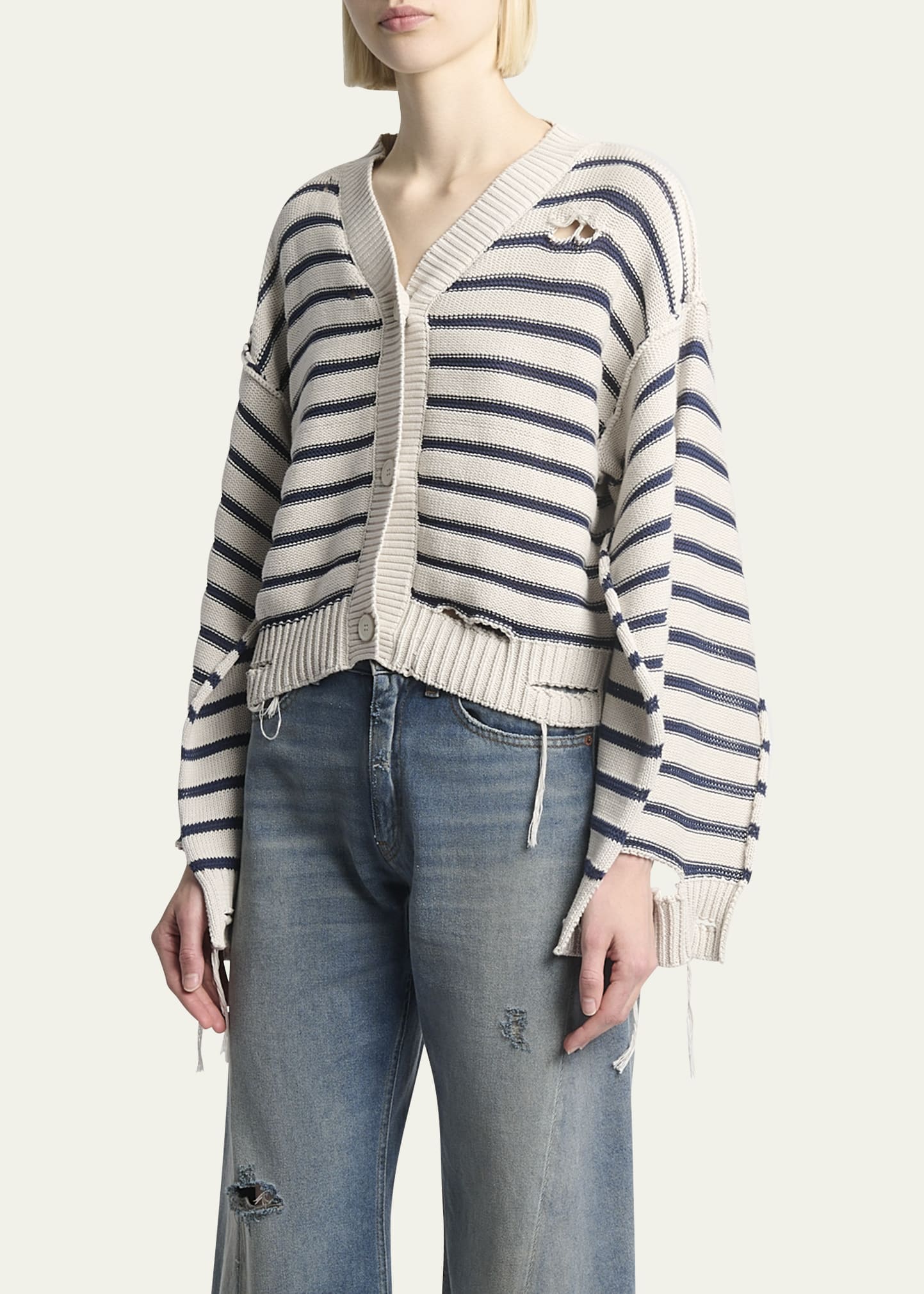 MM6 Maison Margiela Distressed Cardigan - Bergdorf Goodman